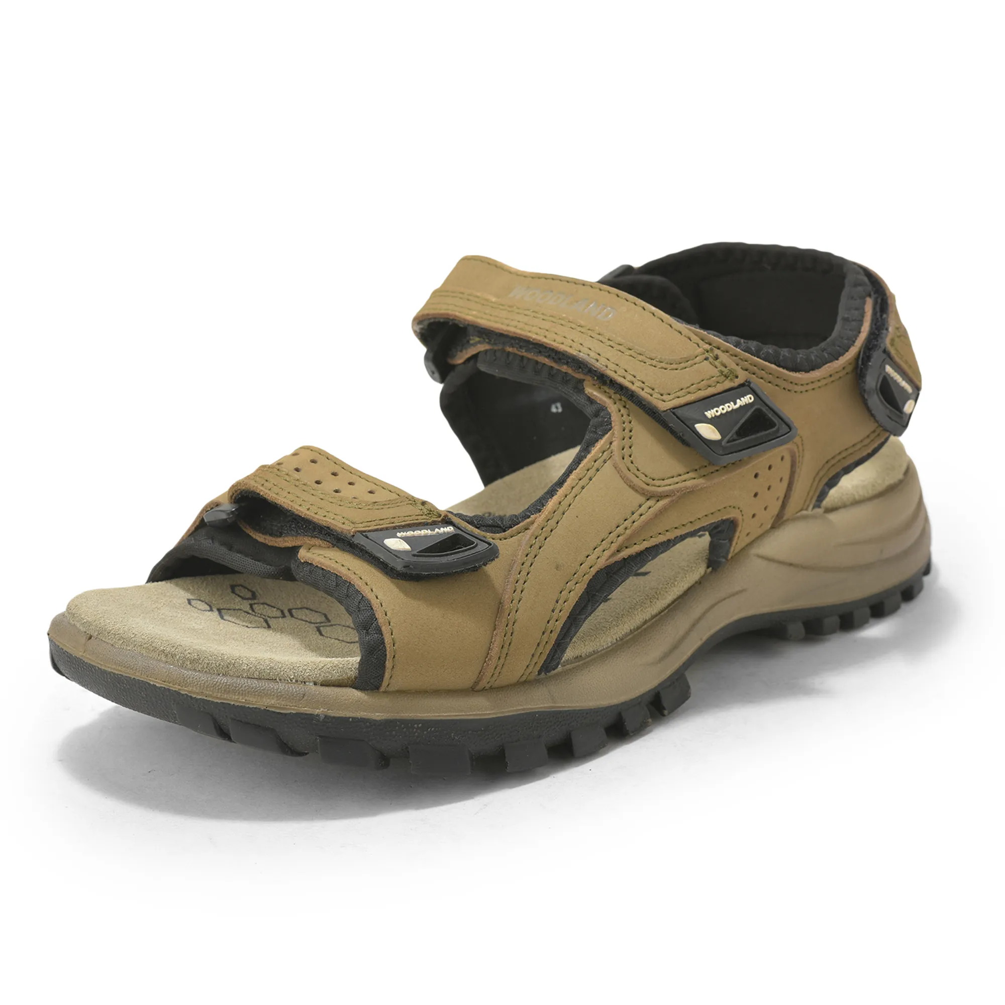 Nubuk Buff Dkhaki Sandals For Men - Thumbnail 11
