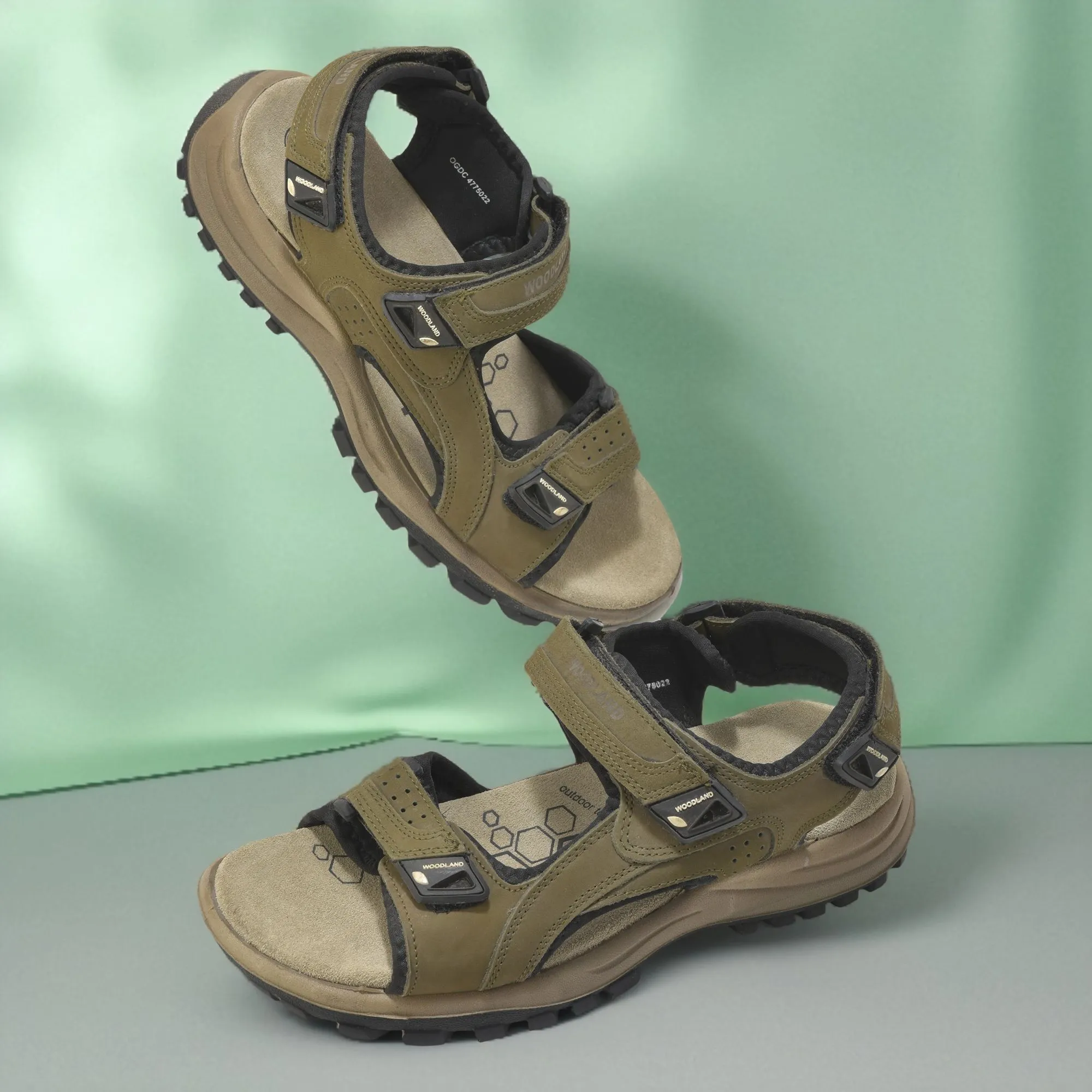 Nubuk Buff Olive Green Sandals For Men - Image 1