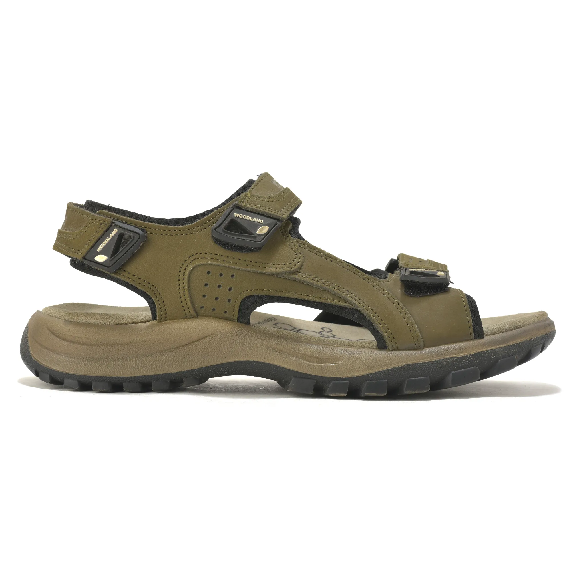 Nubuk Buff Olive Green Sandals For Men - Thumbnail 2