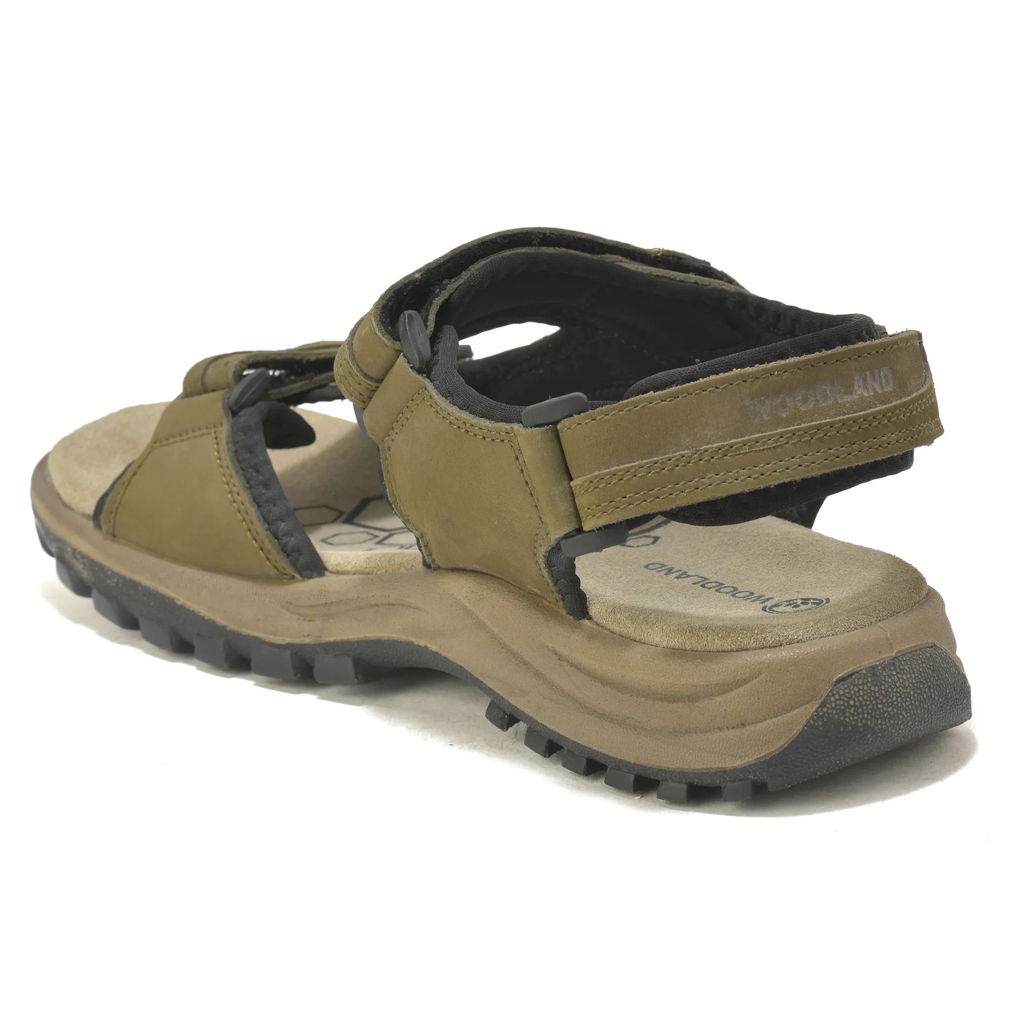 Nubuk Buff Olive Green Sandals For Men - Thumbnail 7