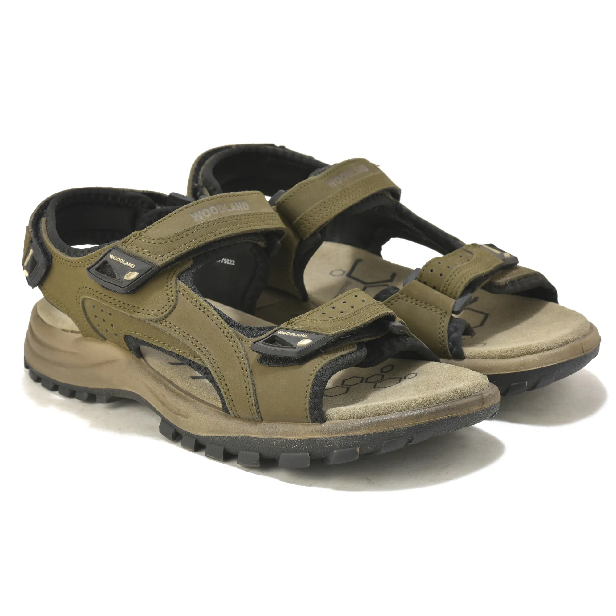 Nubuk Buff Olive Green Sandals For Men - Thumbnail 8