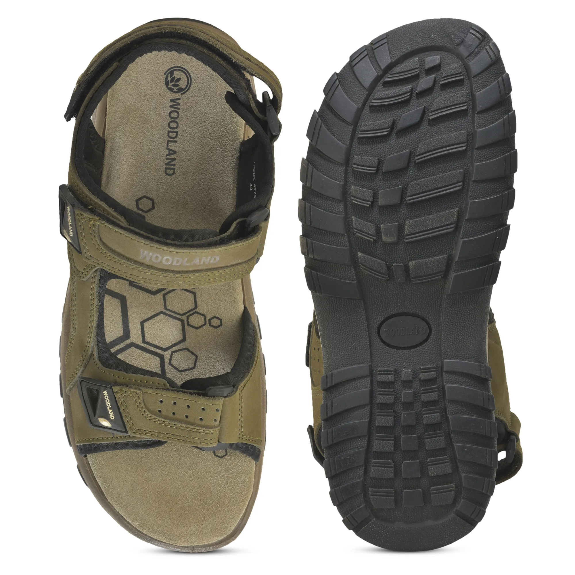 Nubuk Buff Olive Green Sandals For Men - Thumbnail 9