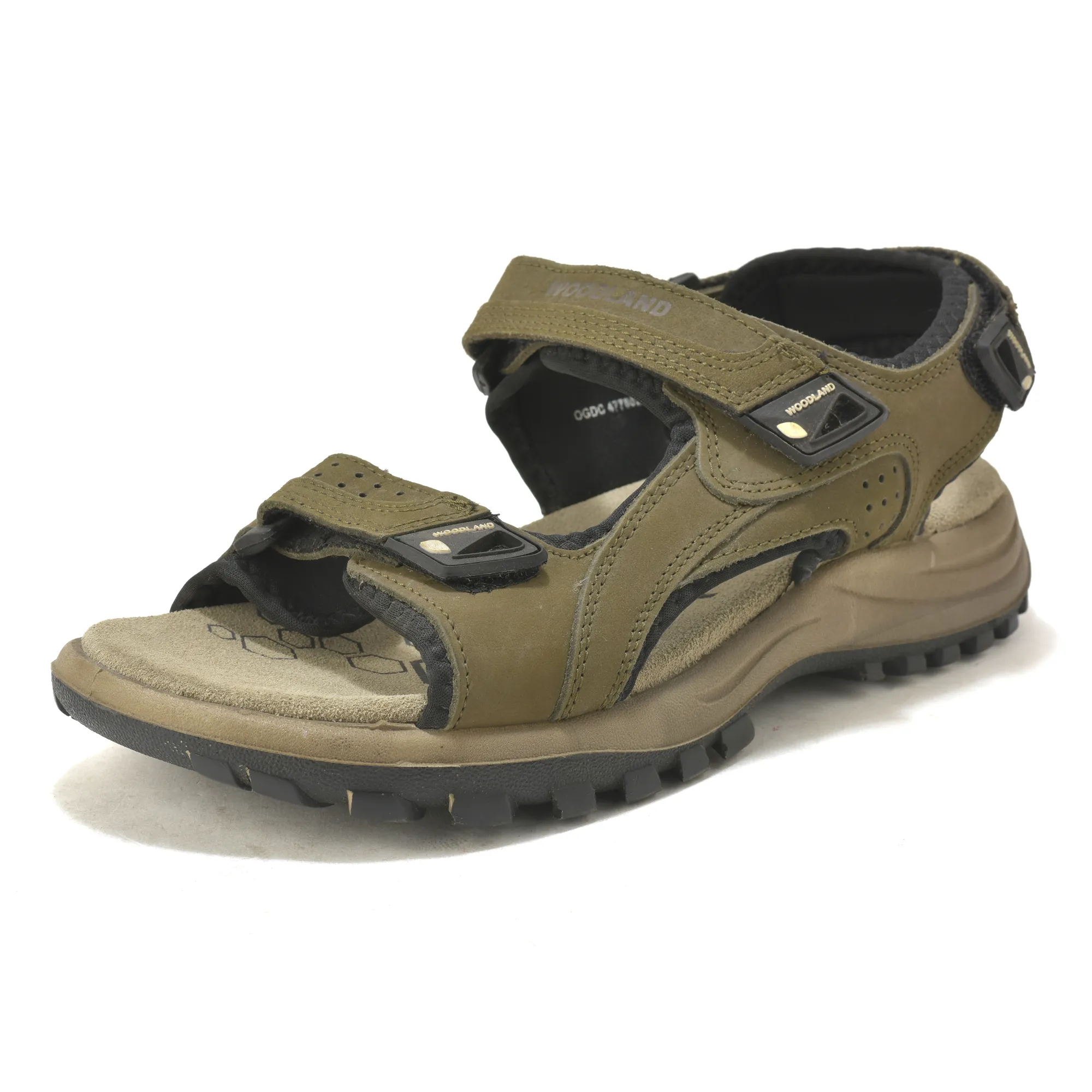Nubuk Buff Olive Green Sandals For Men - Thumbnail 11