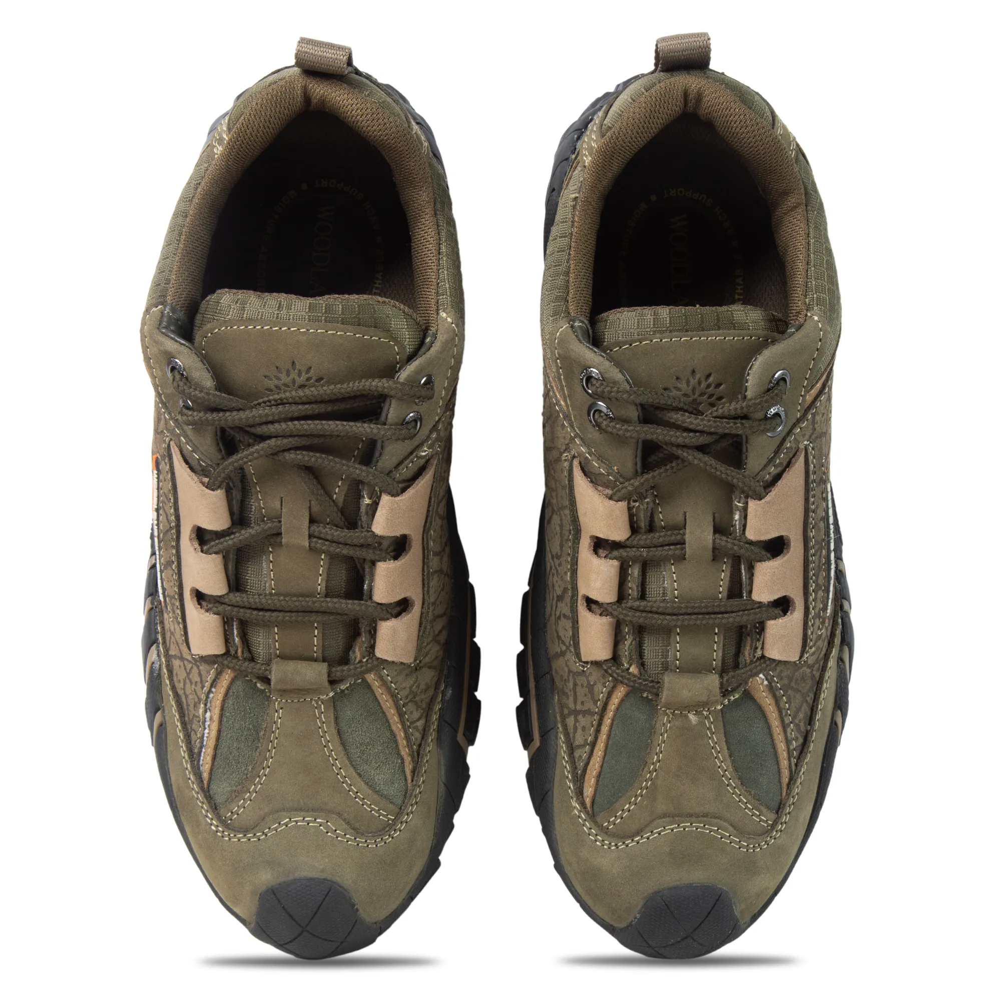 Olive Green Textured Pattern Casual Lace Up Shoes - Thumbnail 3