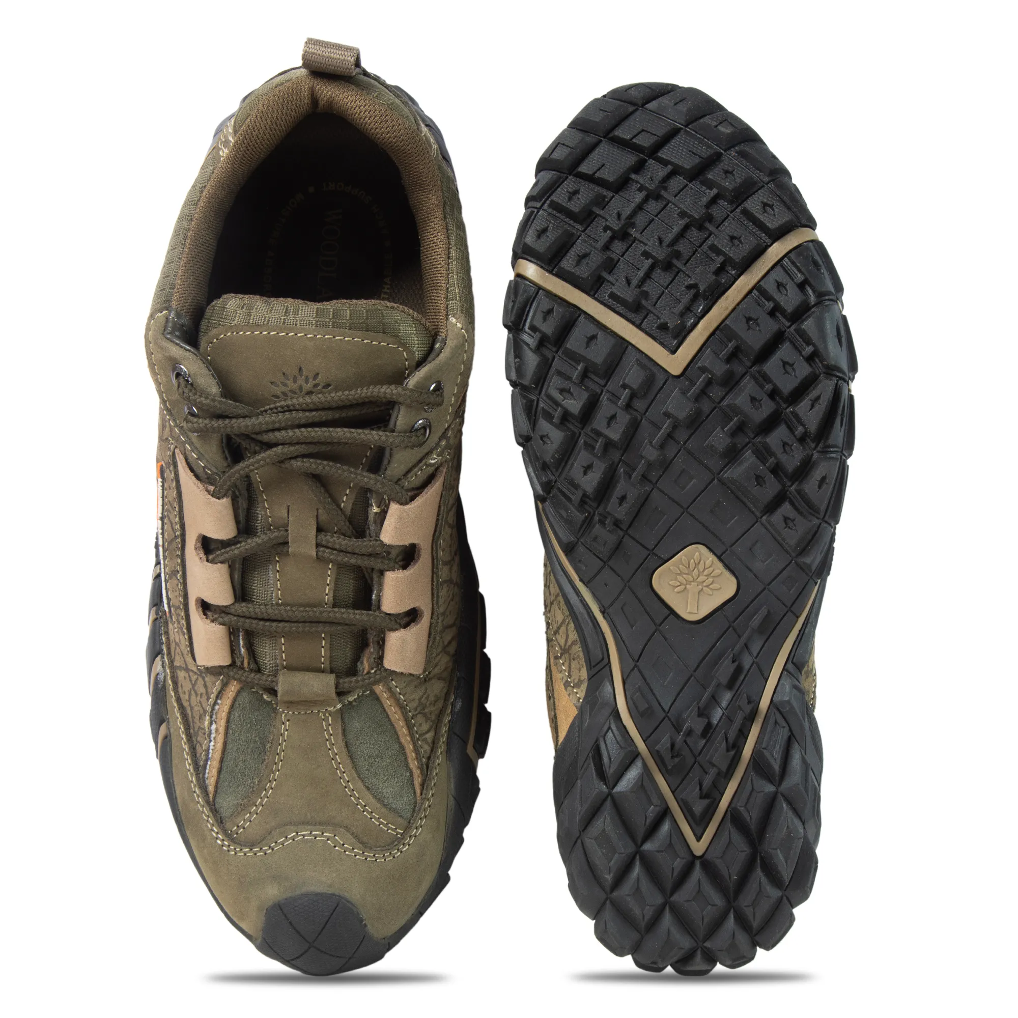 Olive Green Textured Pattern Casual Lace Up Shoes - Thumbnail 7