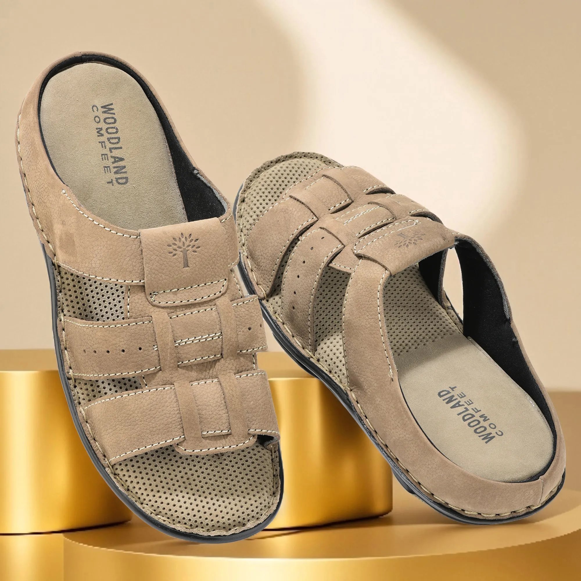 Woodland Everyday Dark Khaki Men Slipper - Thumbnail 9