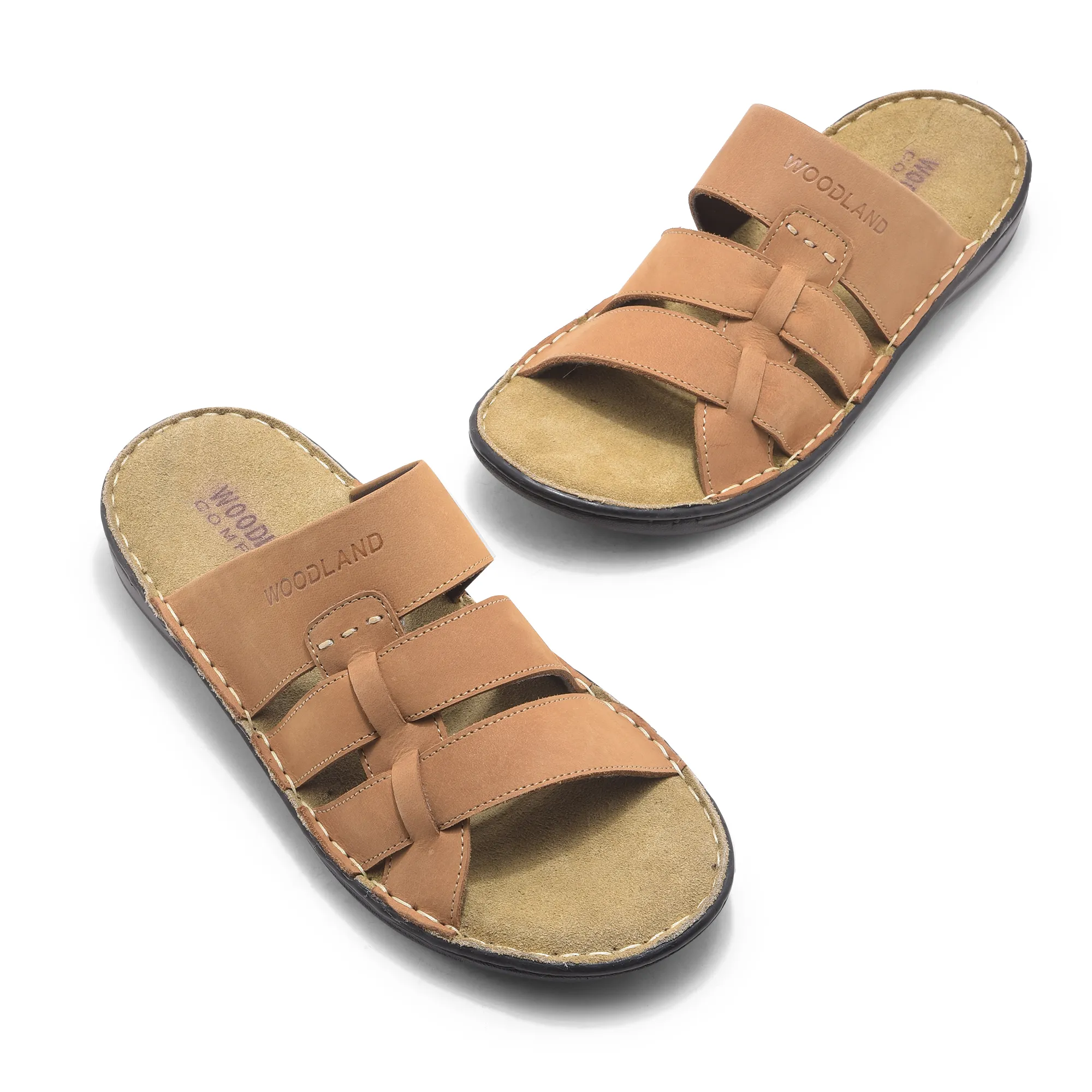Camel Nubuk Buff Mens Slippers - Thumbnail 2