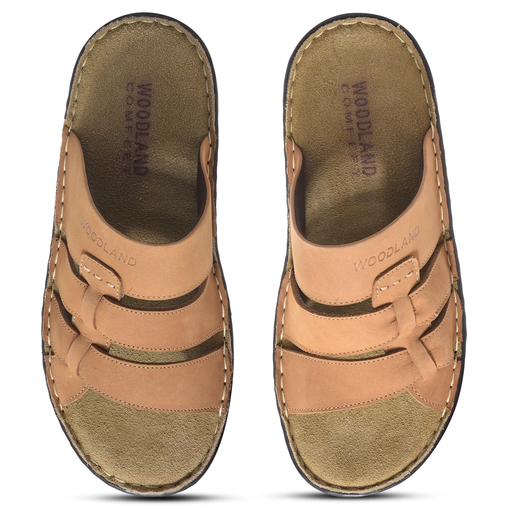 Camel Nubuk Buff Mens Slippers - Thumbnail 5