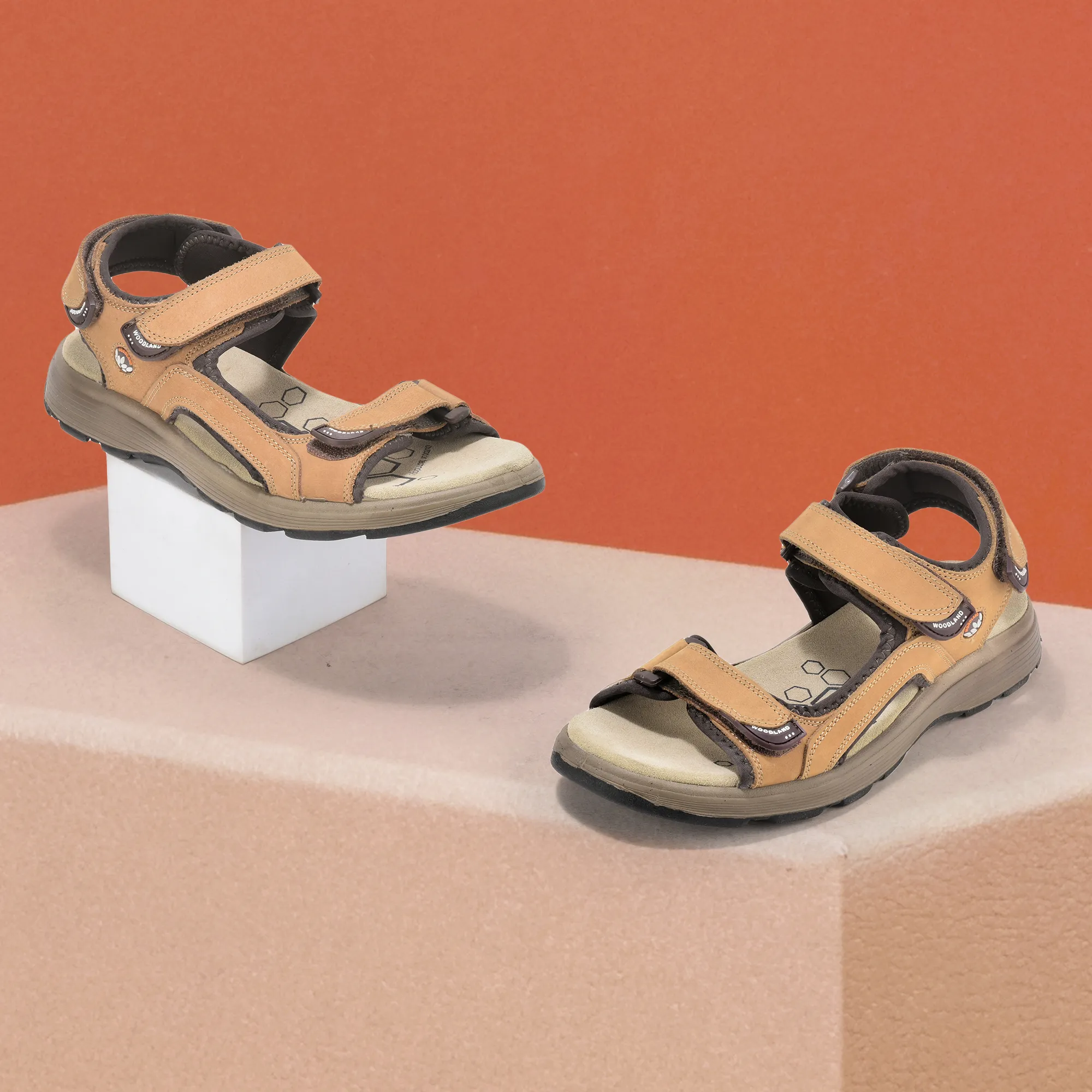 Nubuk Camel Sandals For Men - Thumbnail 9