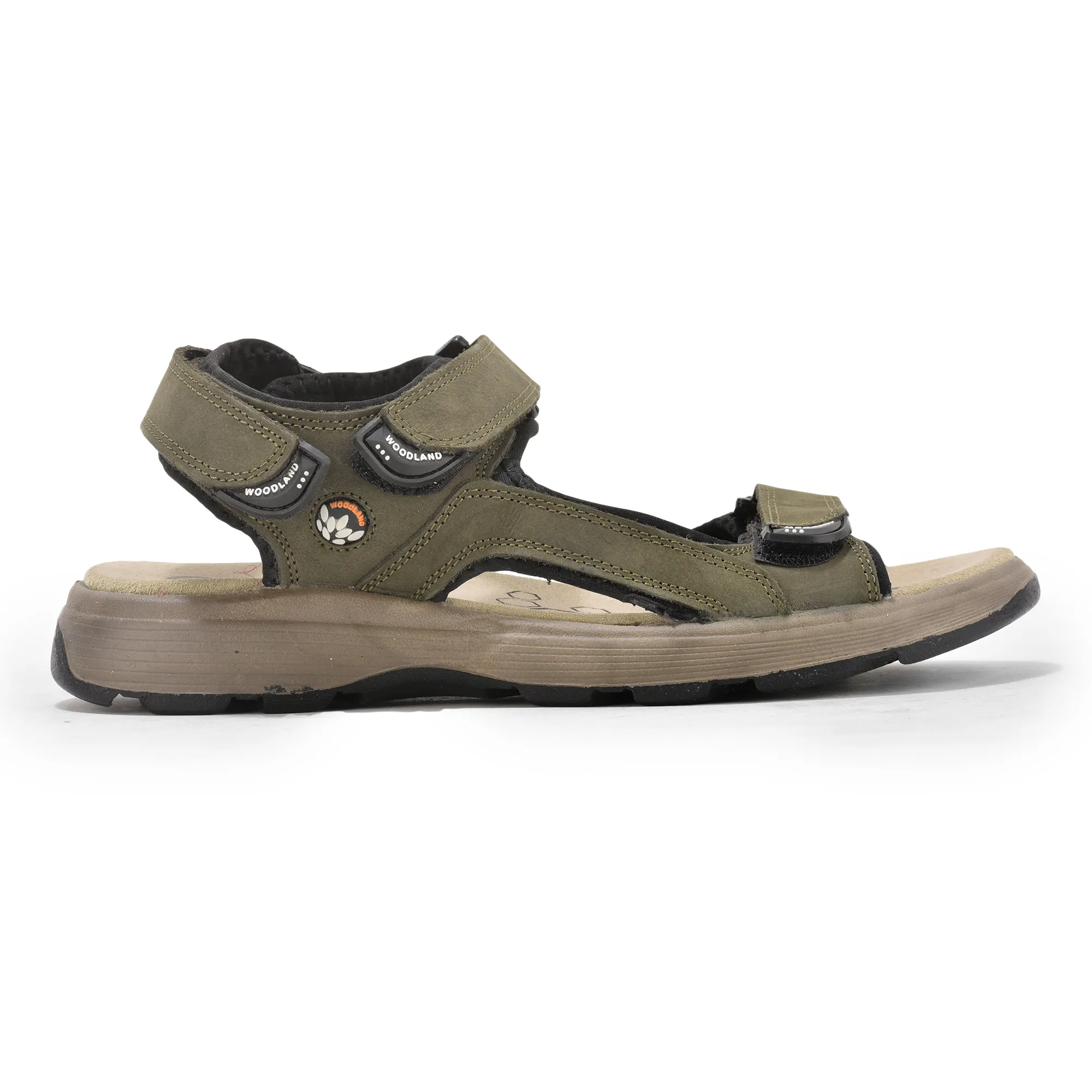 Nubuk Olive Sandals For Men - Thumbnail 1
