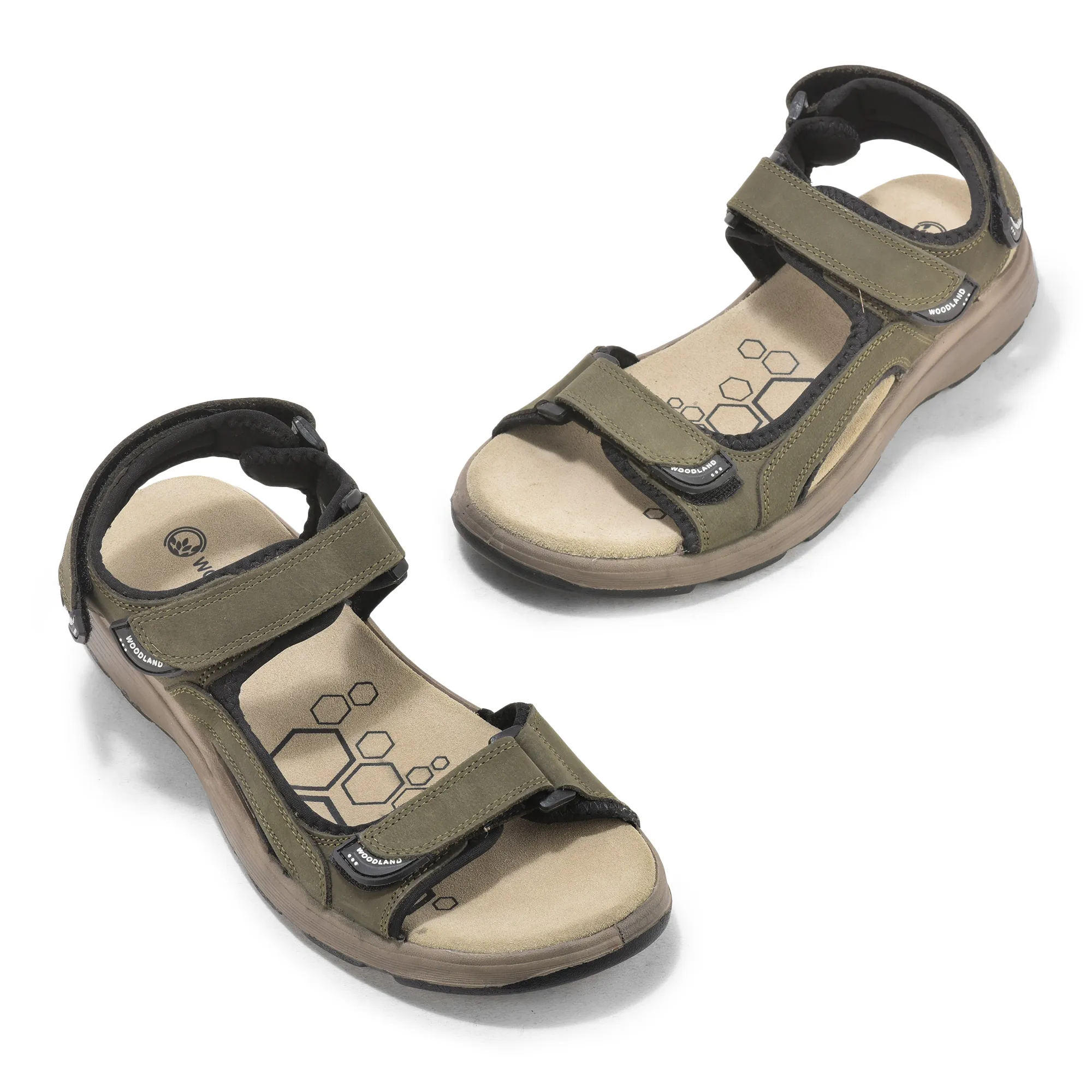 Nubuk Olive Sandals For Men - Thumbnail 2