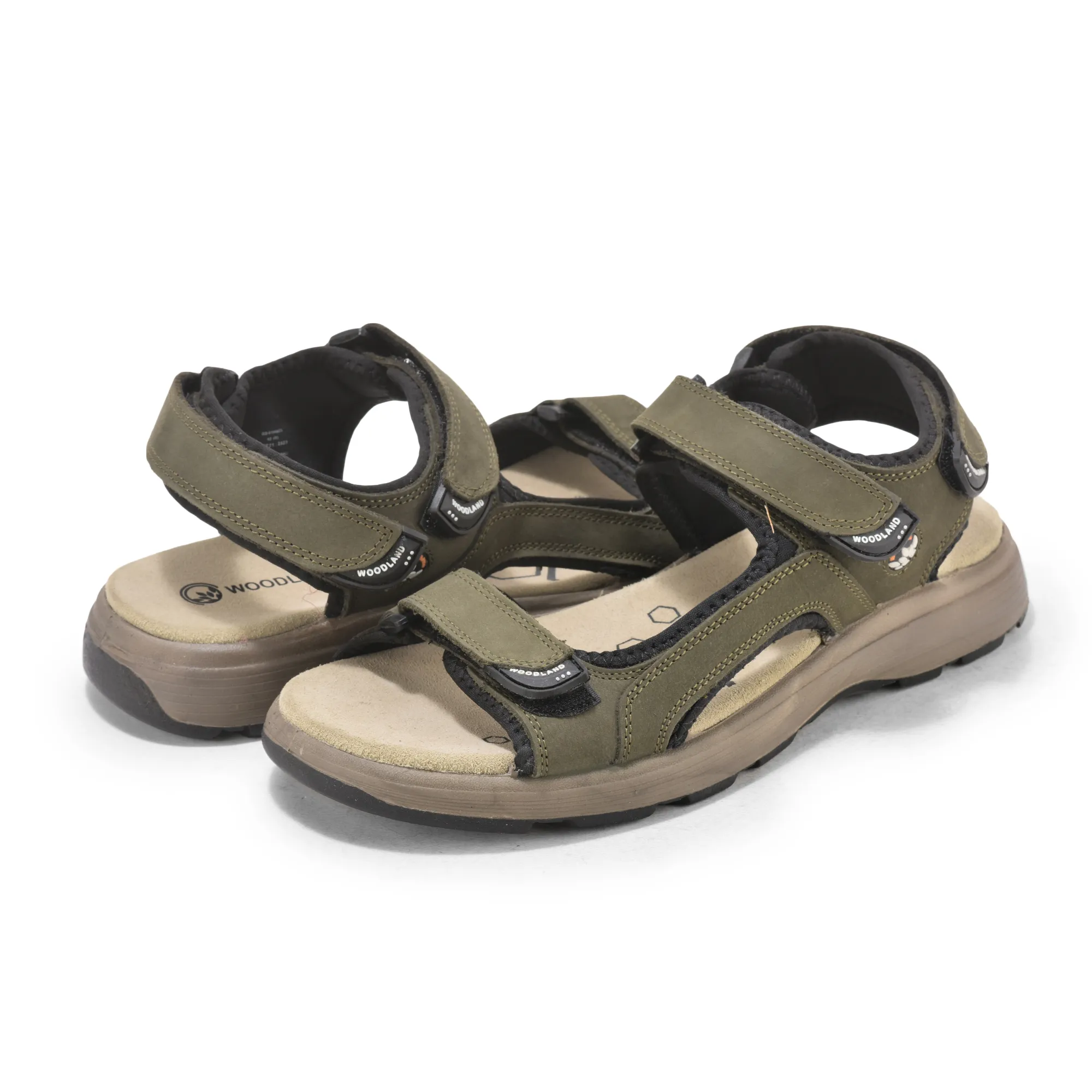 Nubuk Olive Sandals For Men - Thumbnail 3