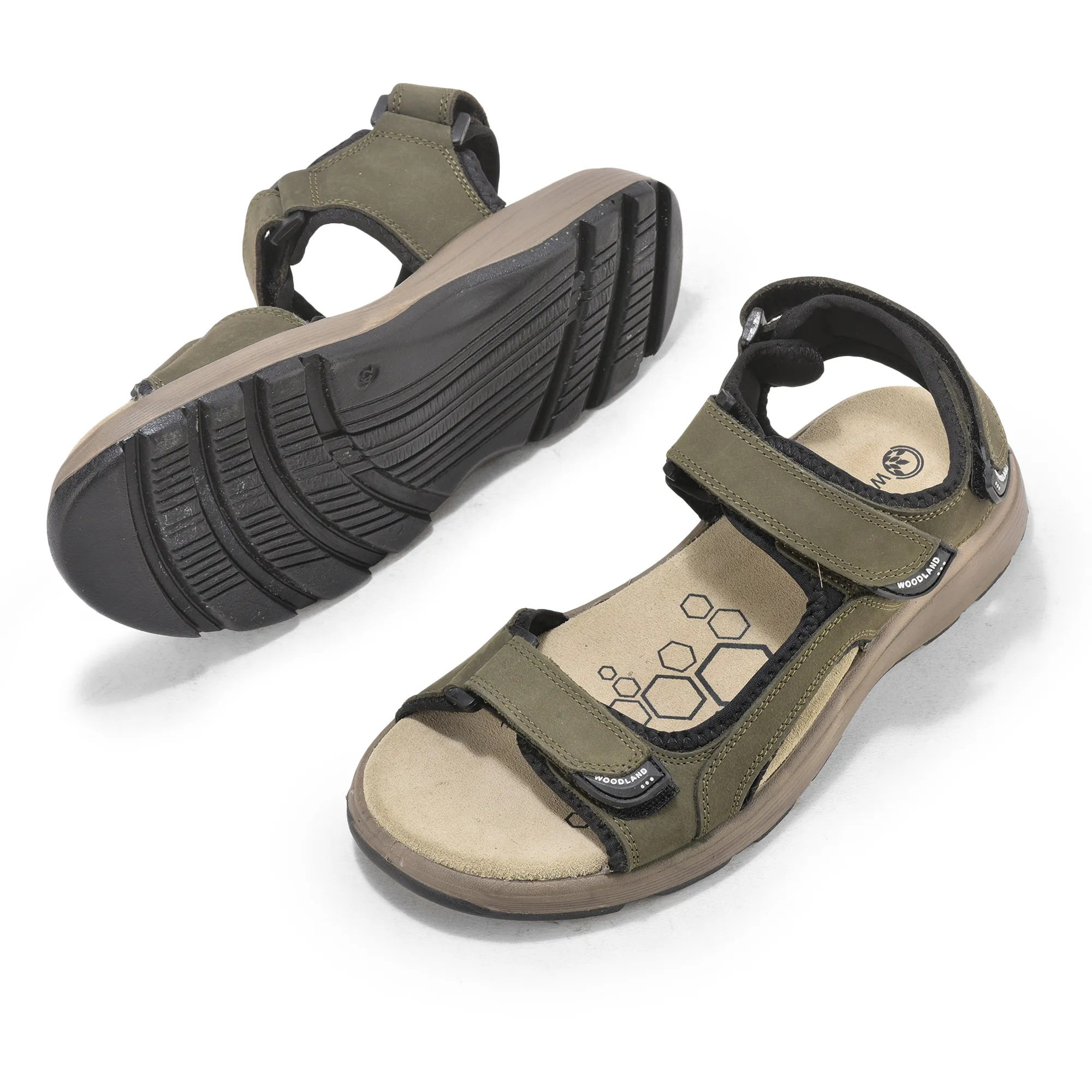 Nubuk Olive Sandals For Men - Thumbnail 5