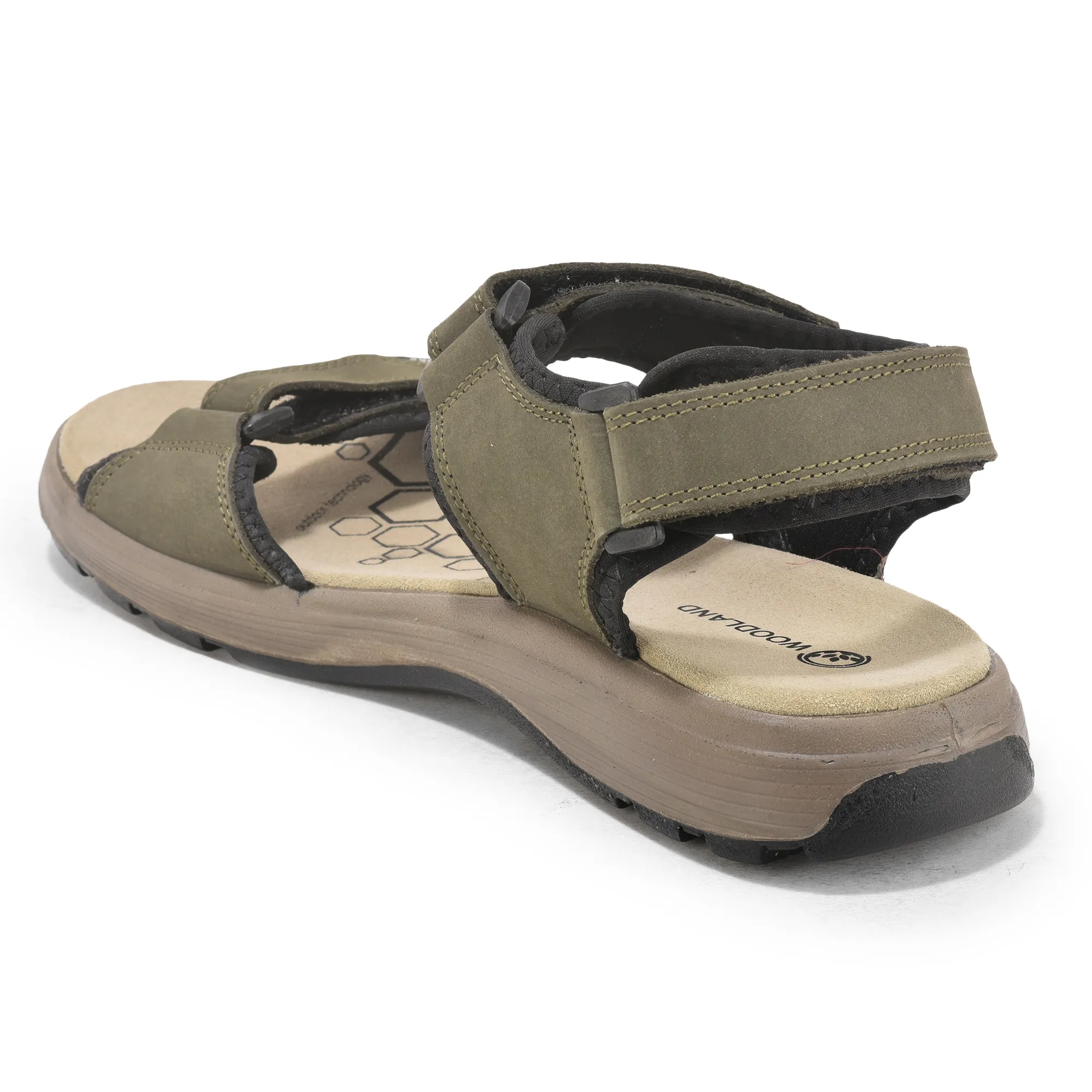 Nubuk Olive Sandals For Men - Thumbnail 6