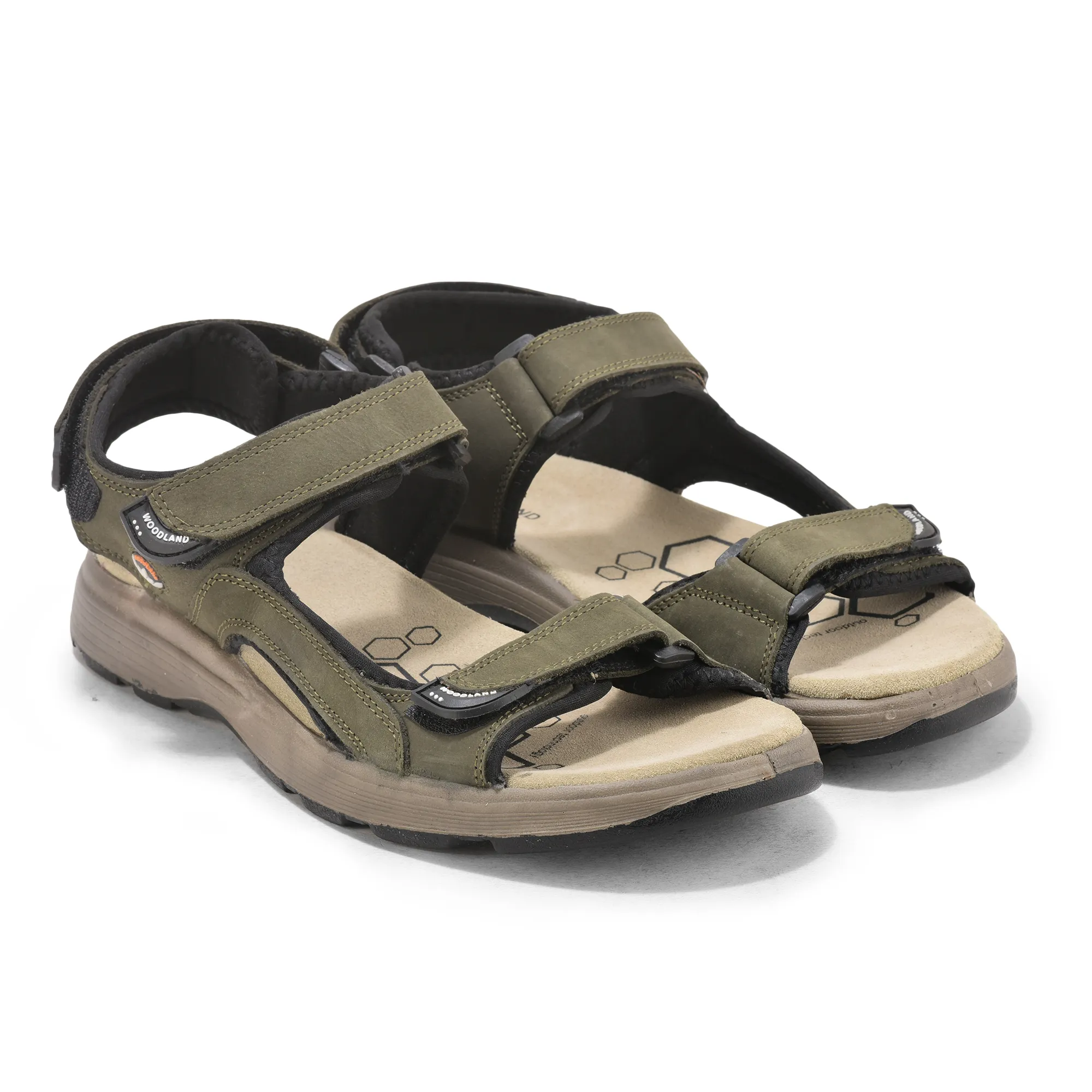 Nubuk Olive Sandals For Men - Thumbnail 7