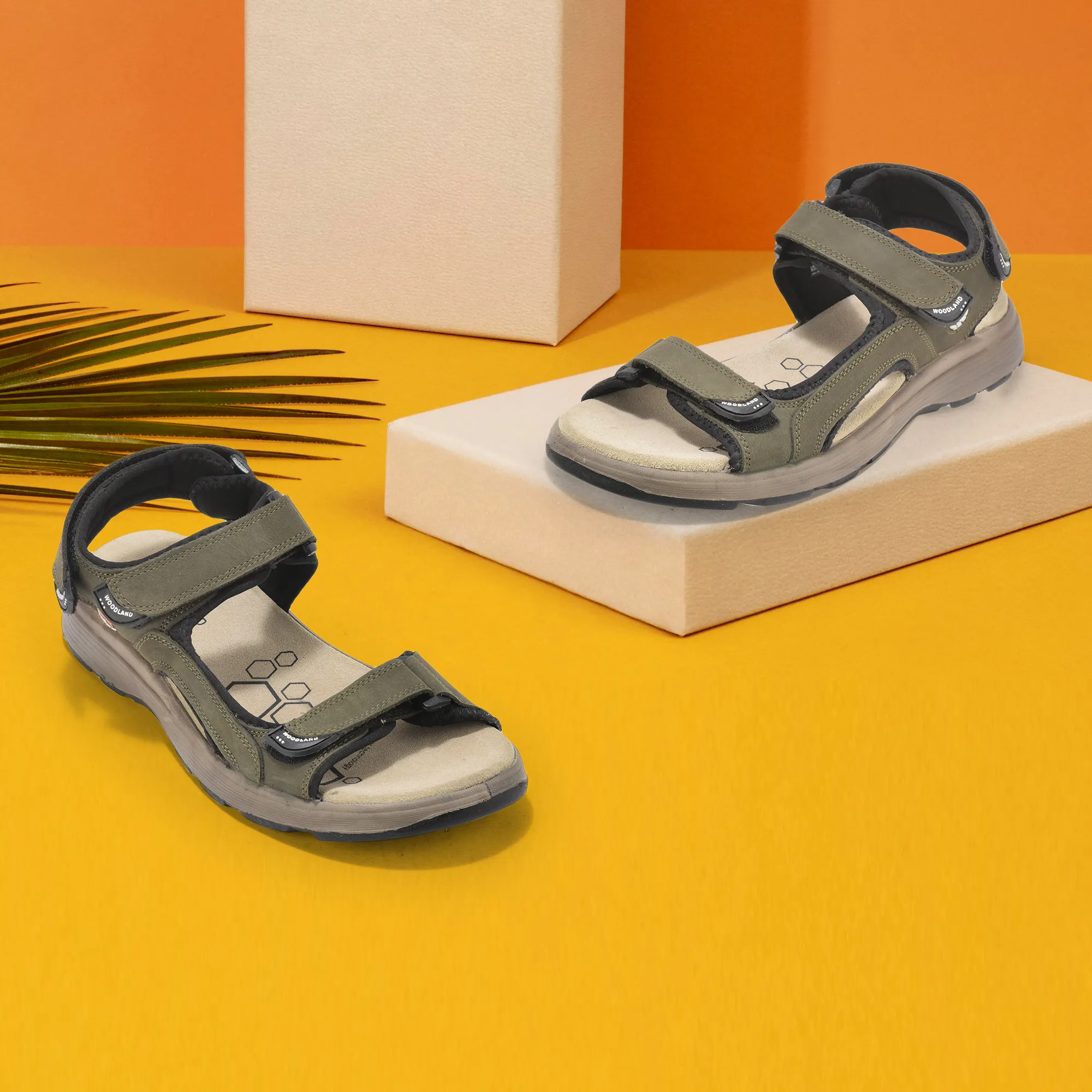 Nubuk Olive Sandals For Men - Thumbnail 9