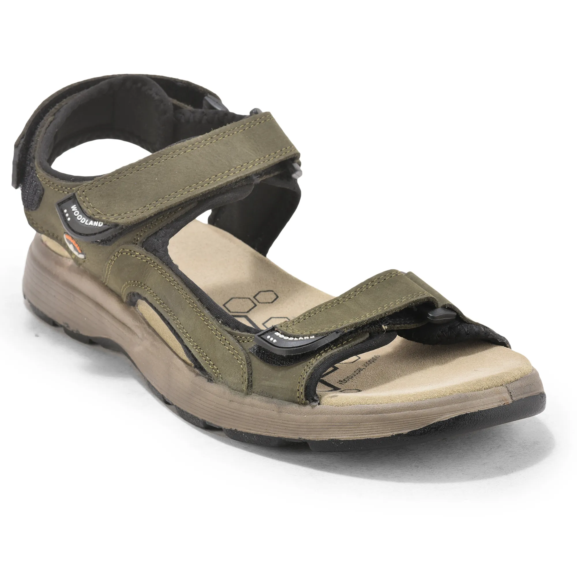 Nubuk Olive Sandals For Men - Thumbnail 10