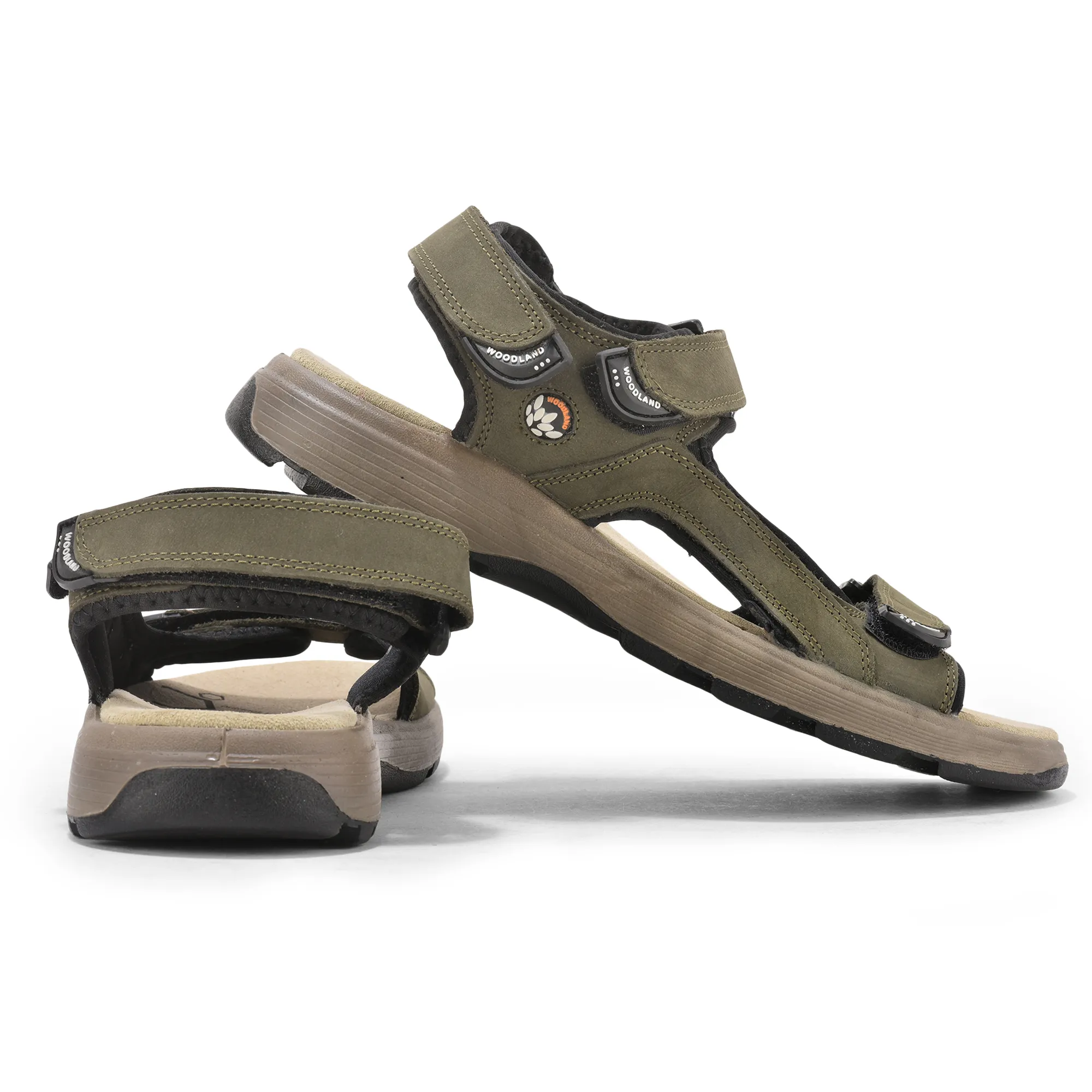 Nubuk Olive Sandals For Men - Thumbnail 11