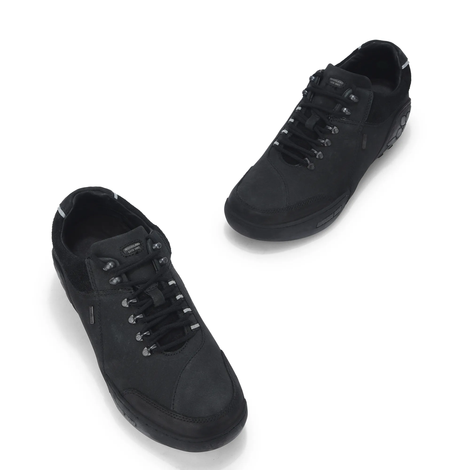 Black Casual Lace Up Shoes For Men - Thumbnail 2