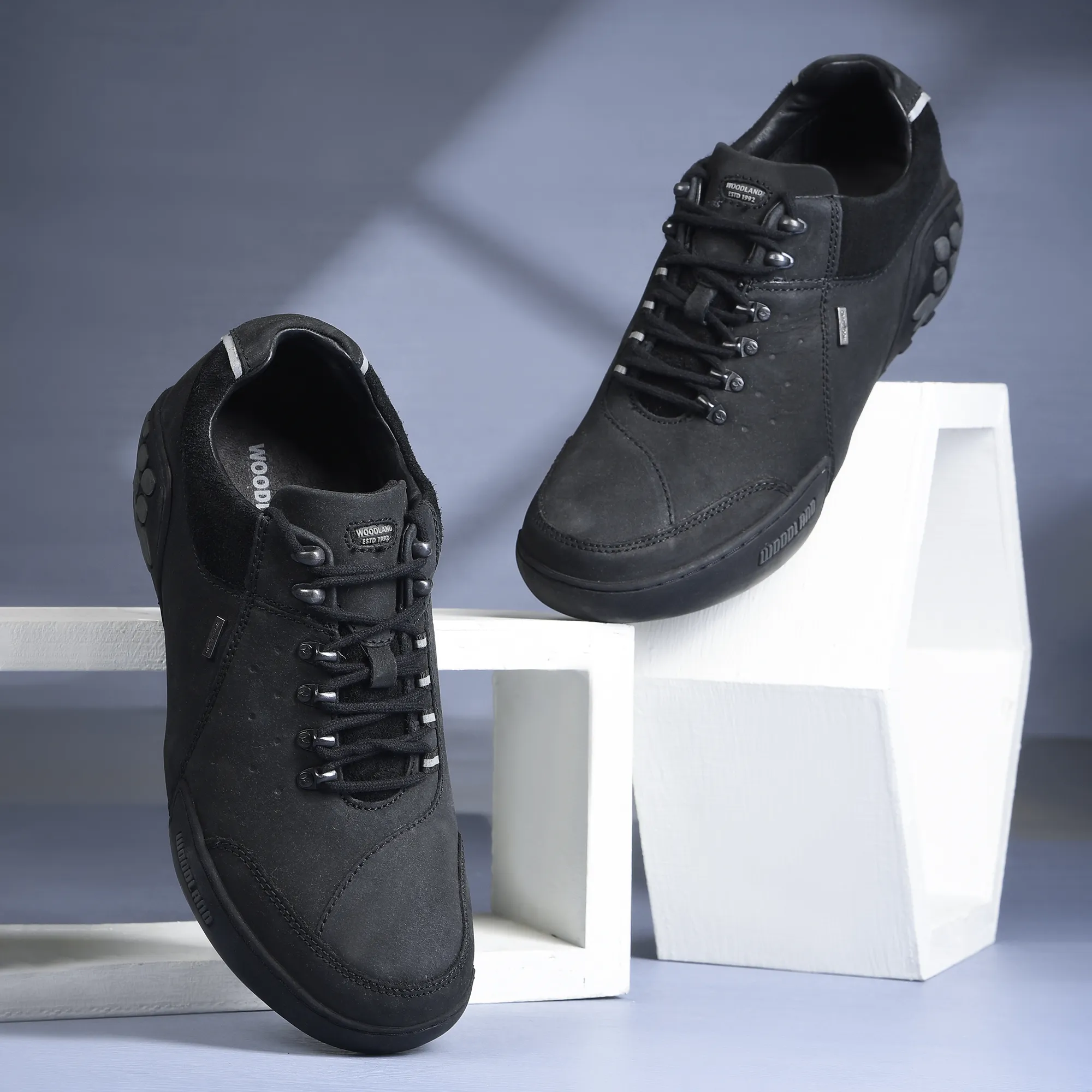 Black Casual Lace Up Shoes For Men - Thumbnail 9
