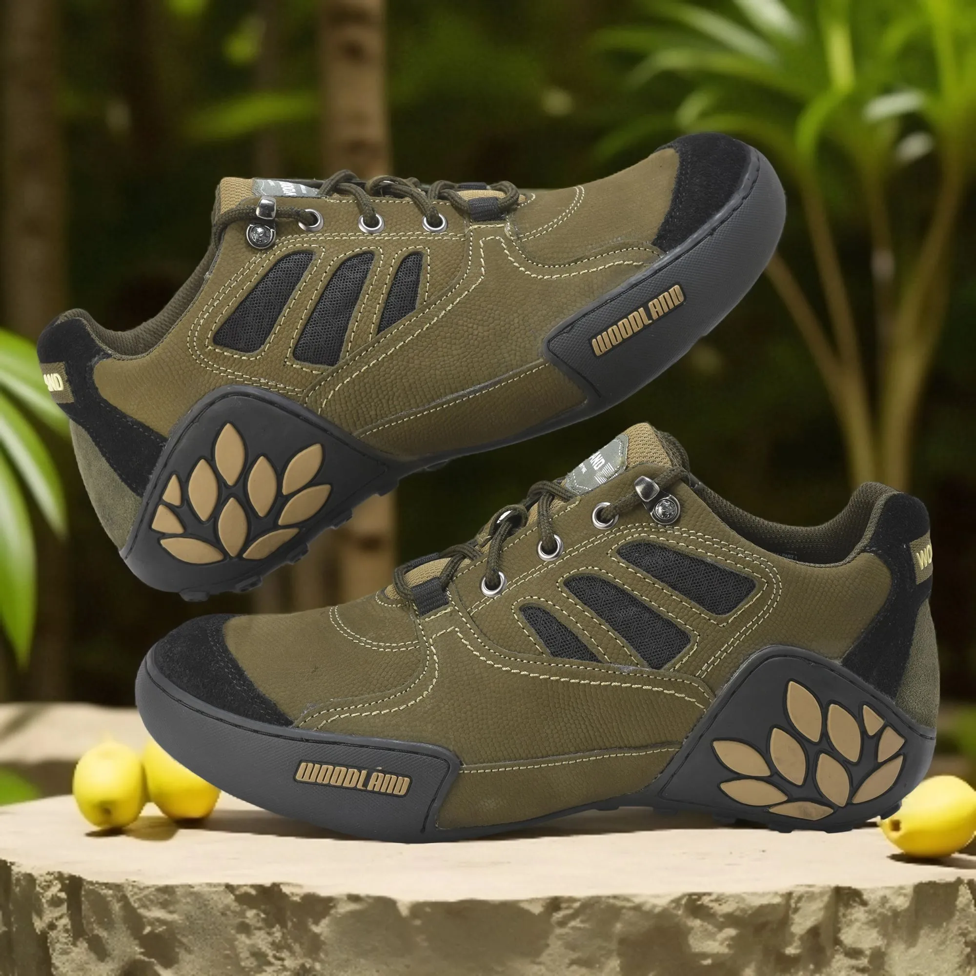 Woodland Men Olive Green Casual Lace-Up Shoes - Image 1