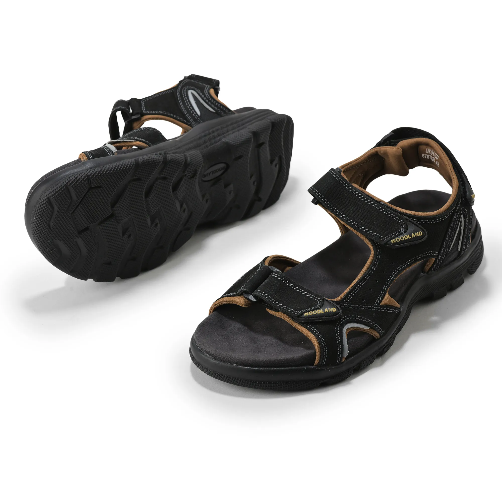 Nubuk Helix Print Black Sandals for Men - Thumbnail 4