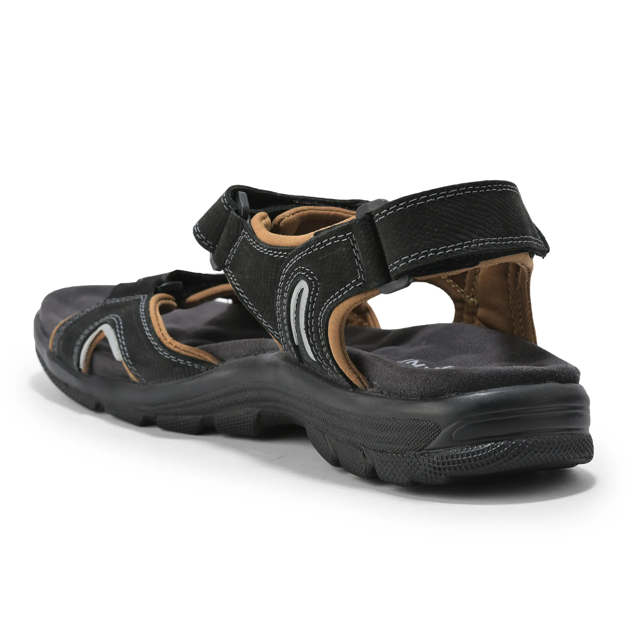 Nubuk Helix Print Black Sandals for Men - Thumbnail 5