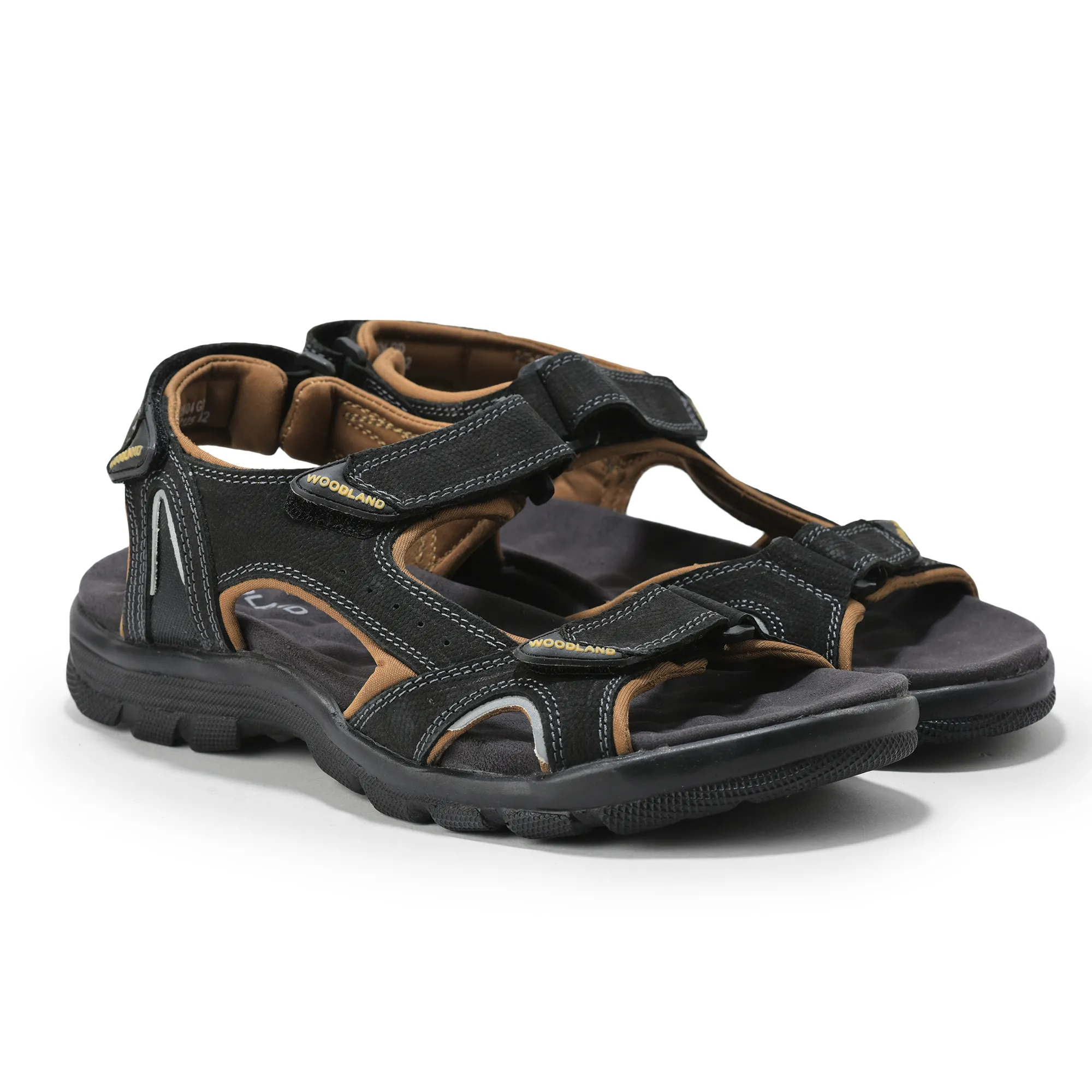 Nubuk Helix Print Black Sandals for Men - Thumbnail 6