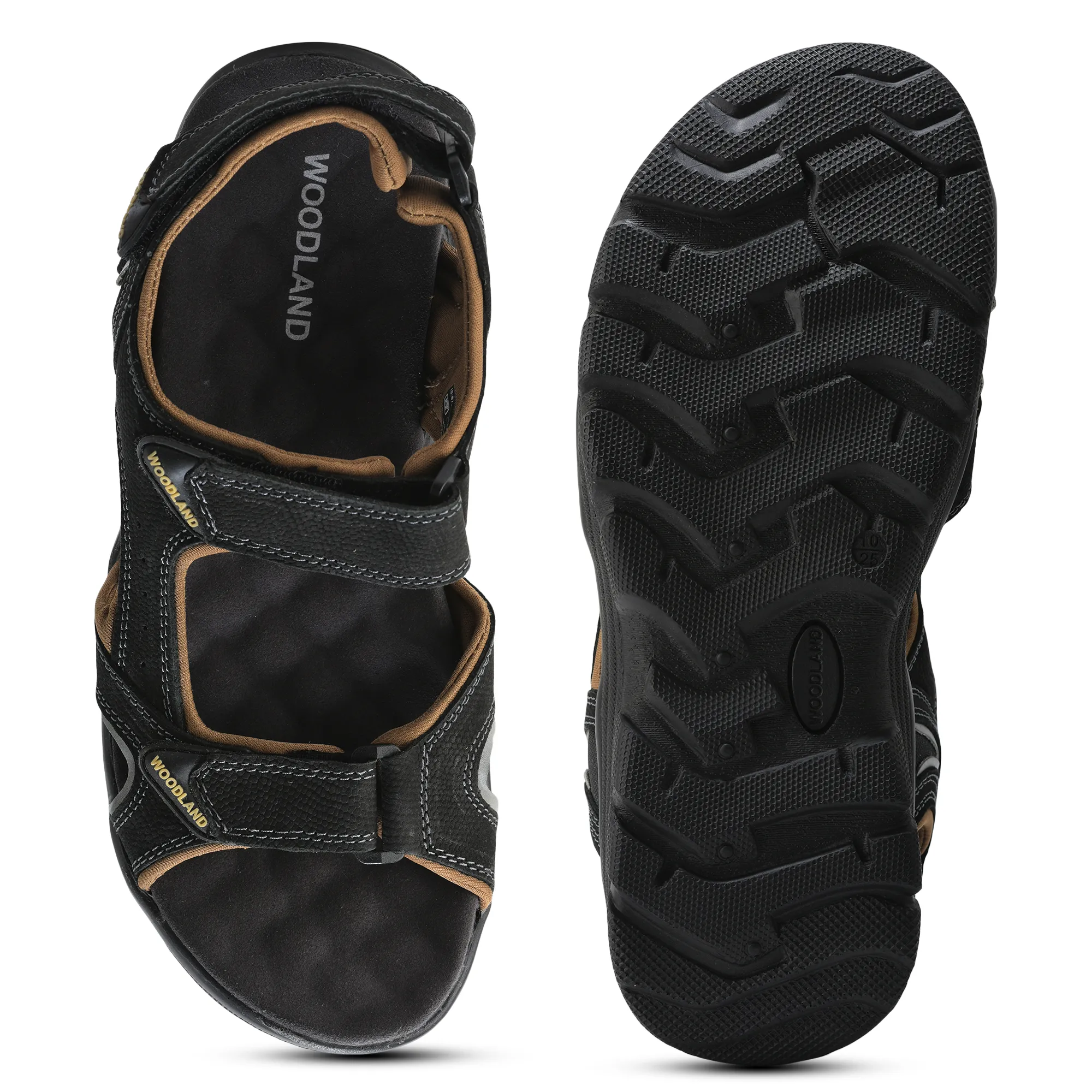 Nubuk Helix Print Black Sandals for Men - Thumbnail 7