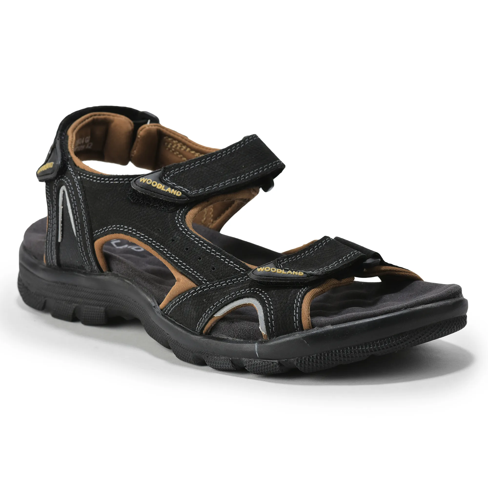 Nubuk Helix Print Black Sandals for Men - Thumbnail 8