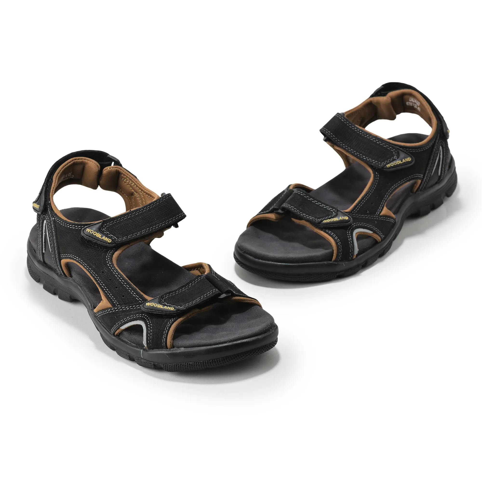 Nubuk Helix Print Black Sandals for Men - Thumbnail 9