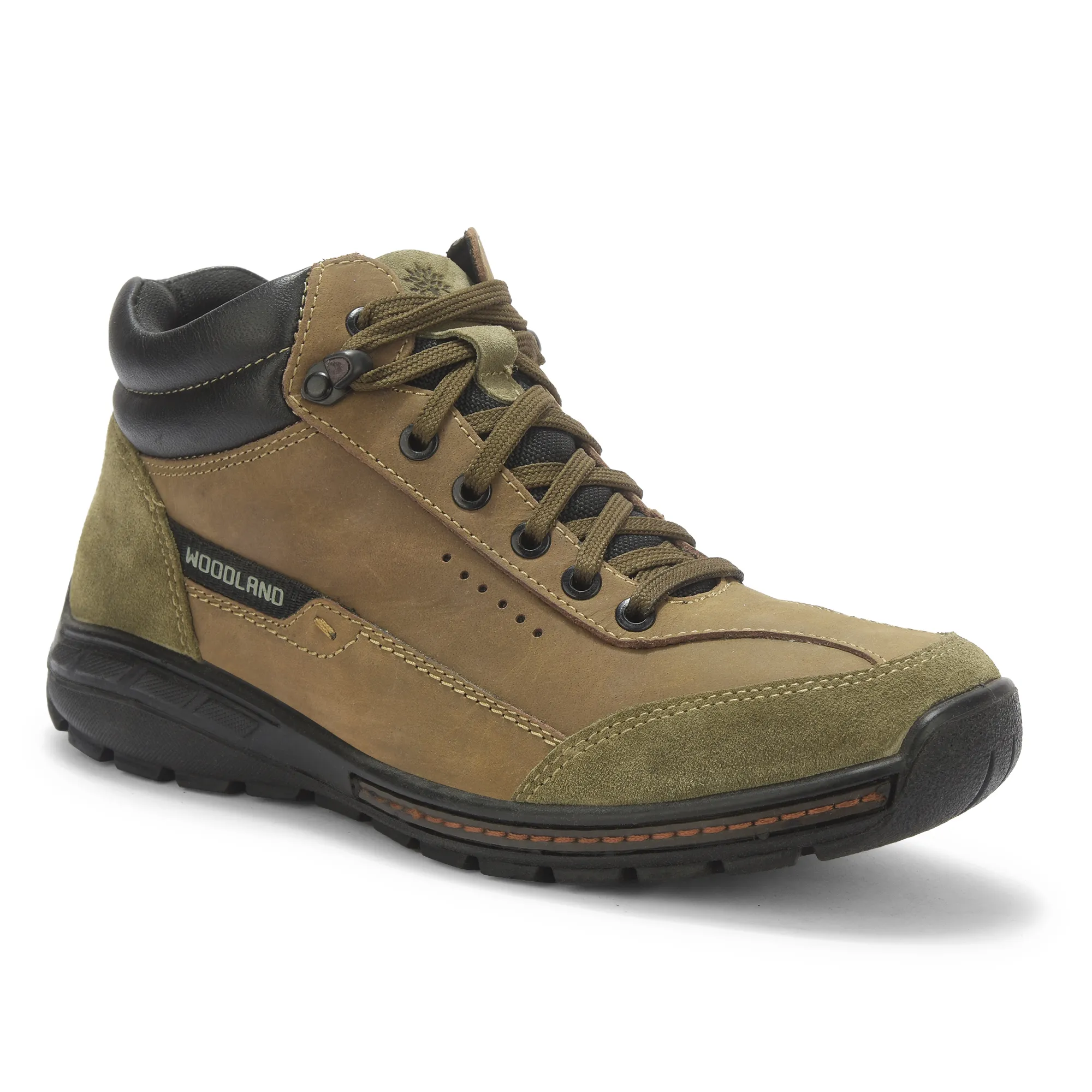 Olive Green Nubuk Boots For Men - Thumbnail 3