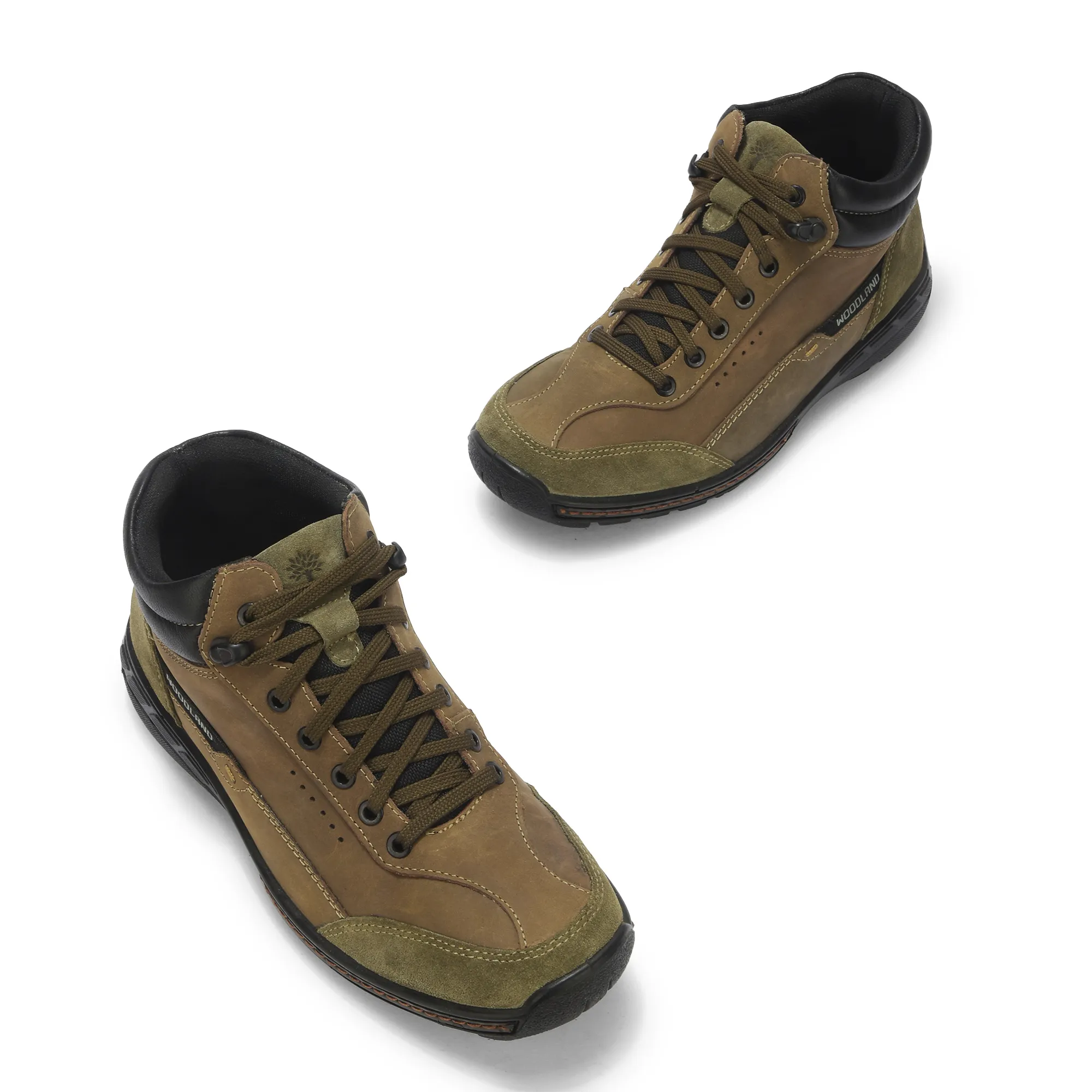 Olive Green Nubuk Boots For Men - Thumbnail 4