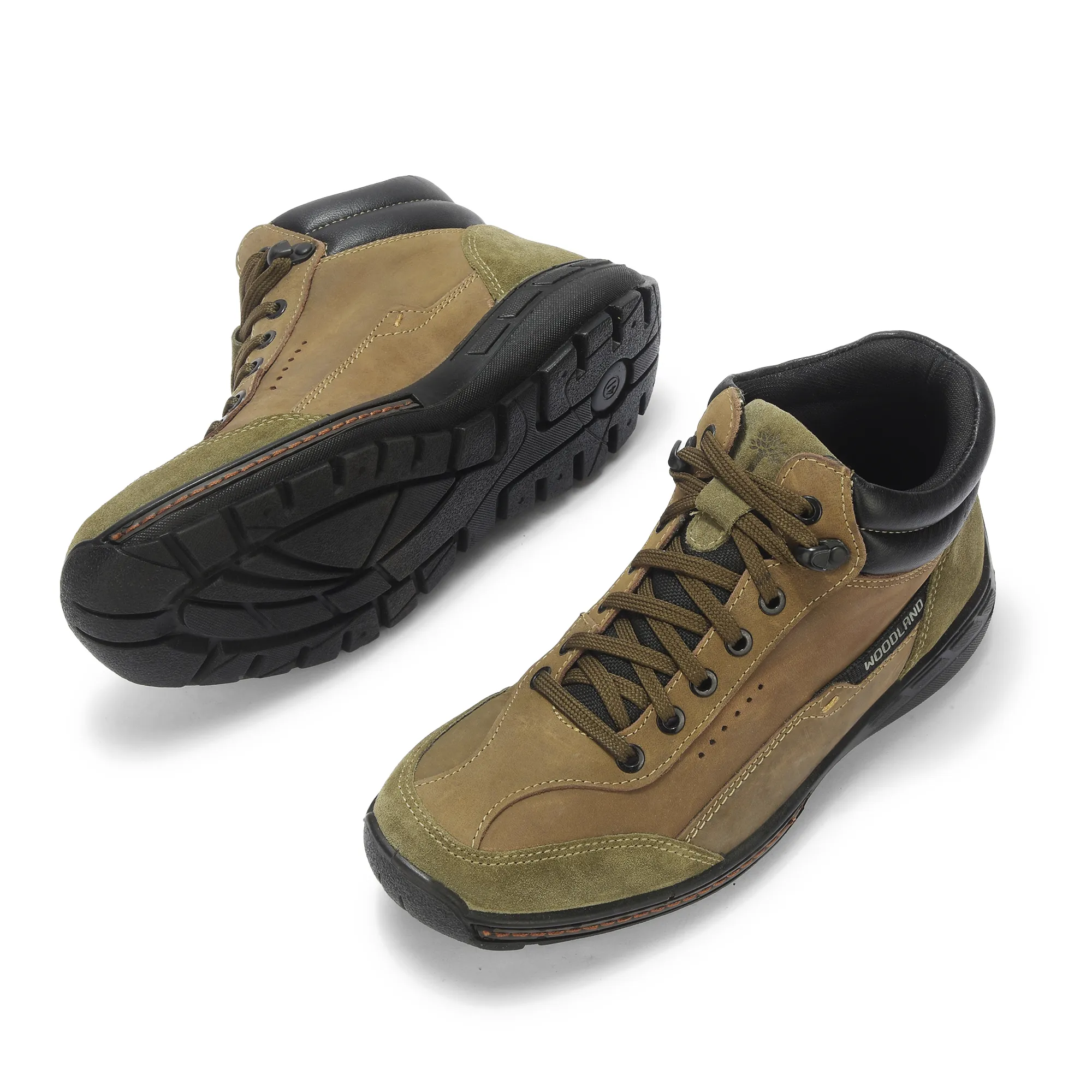 Olive Green Nubuk Boots For Men - Thumbnail 6