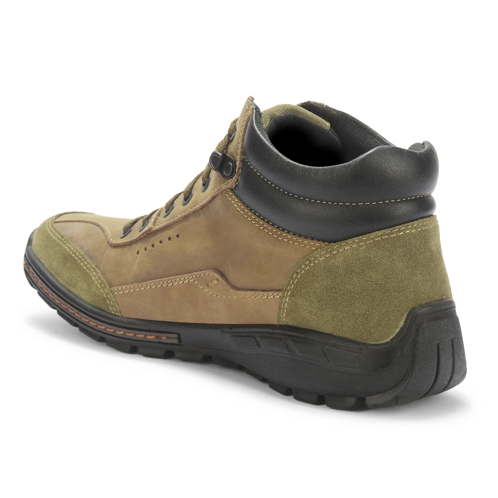 Olive Green Nubuk Boots For Men - Thumbnail 7