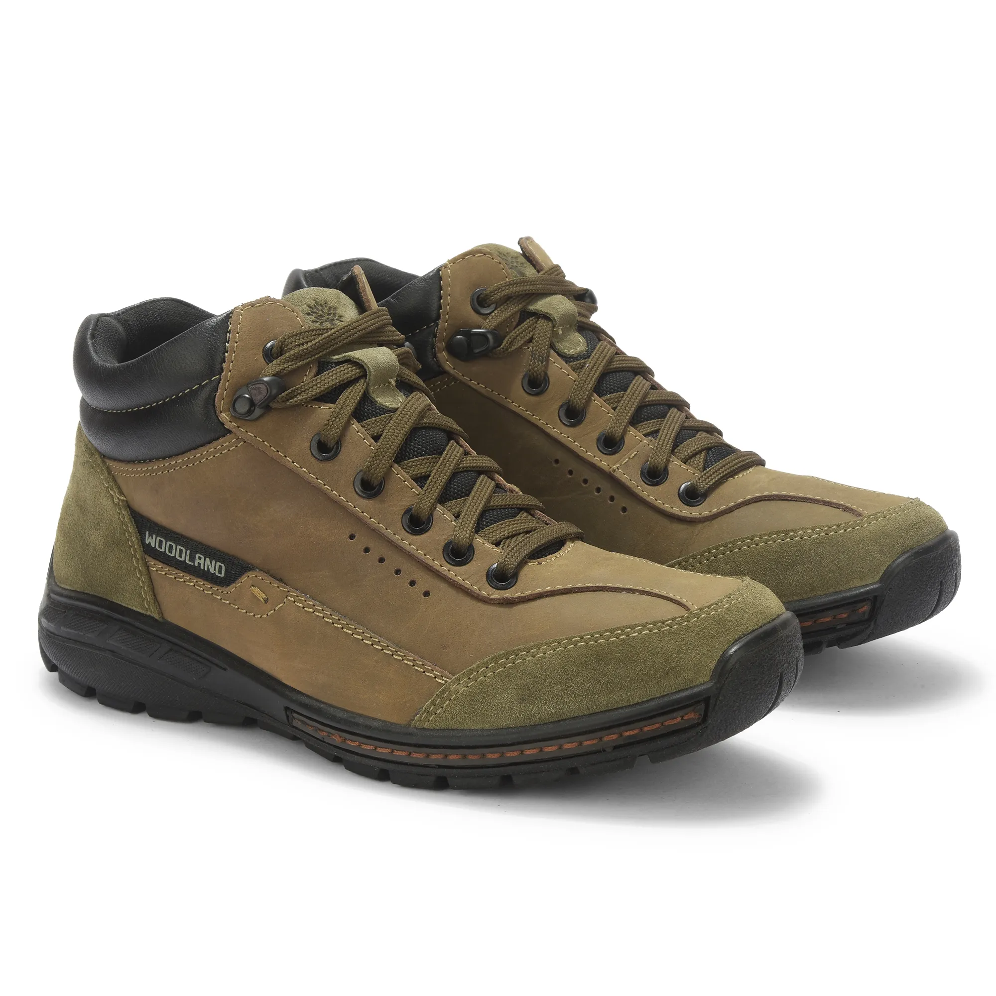 Olive Green Nubuk Boots For Men - Thumbnail 8