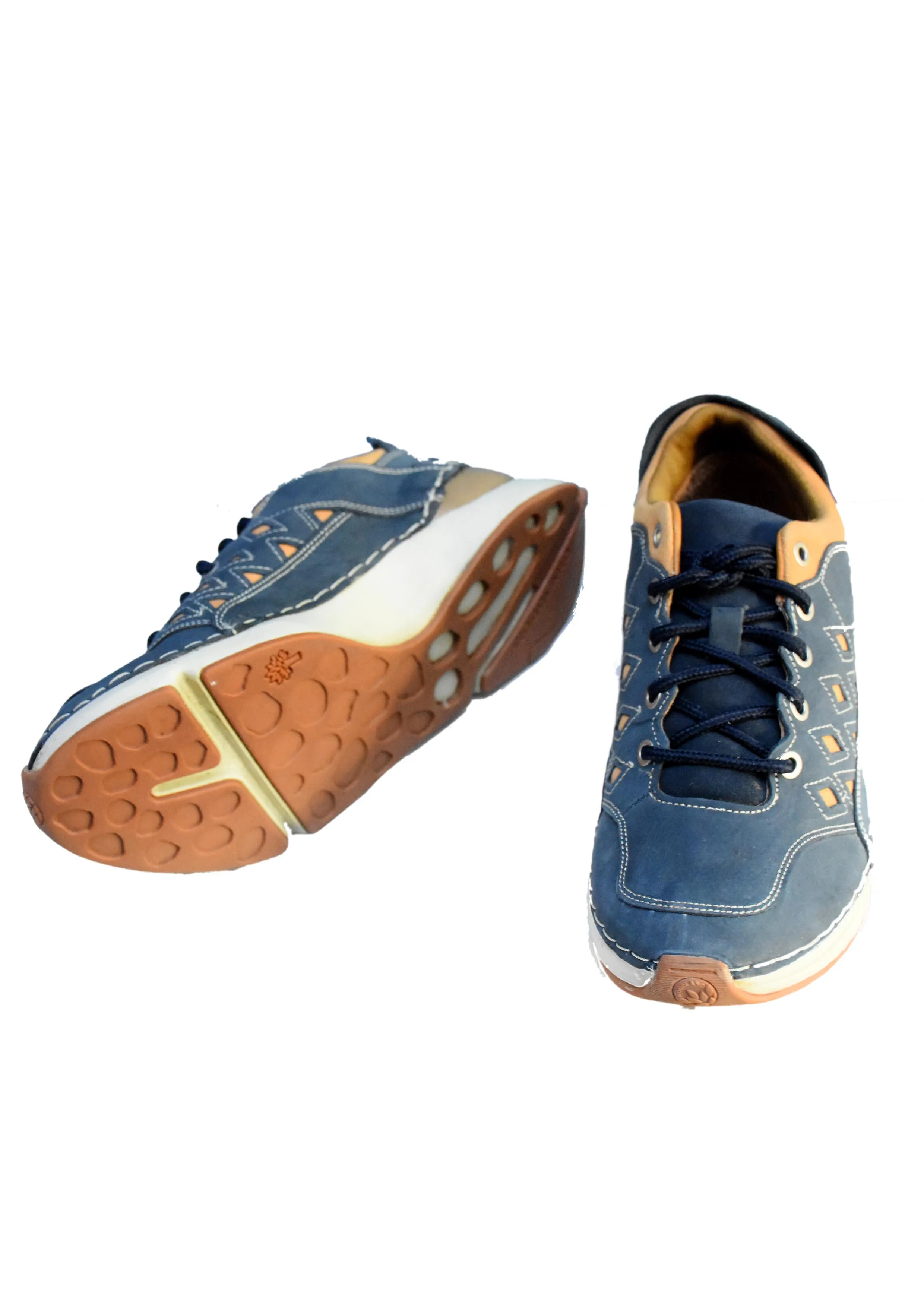 Men Navy Nubuck Casual Lace-Up Shoes - Thumbnail 4