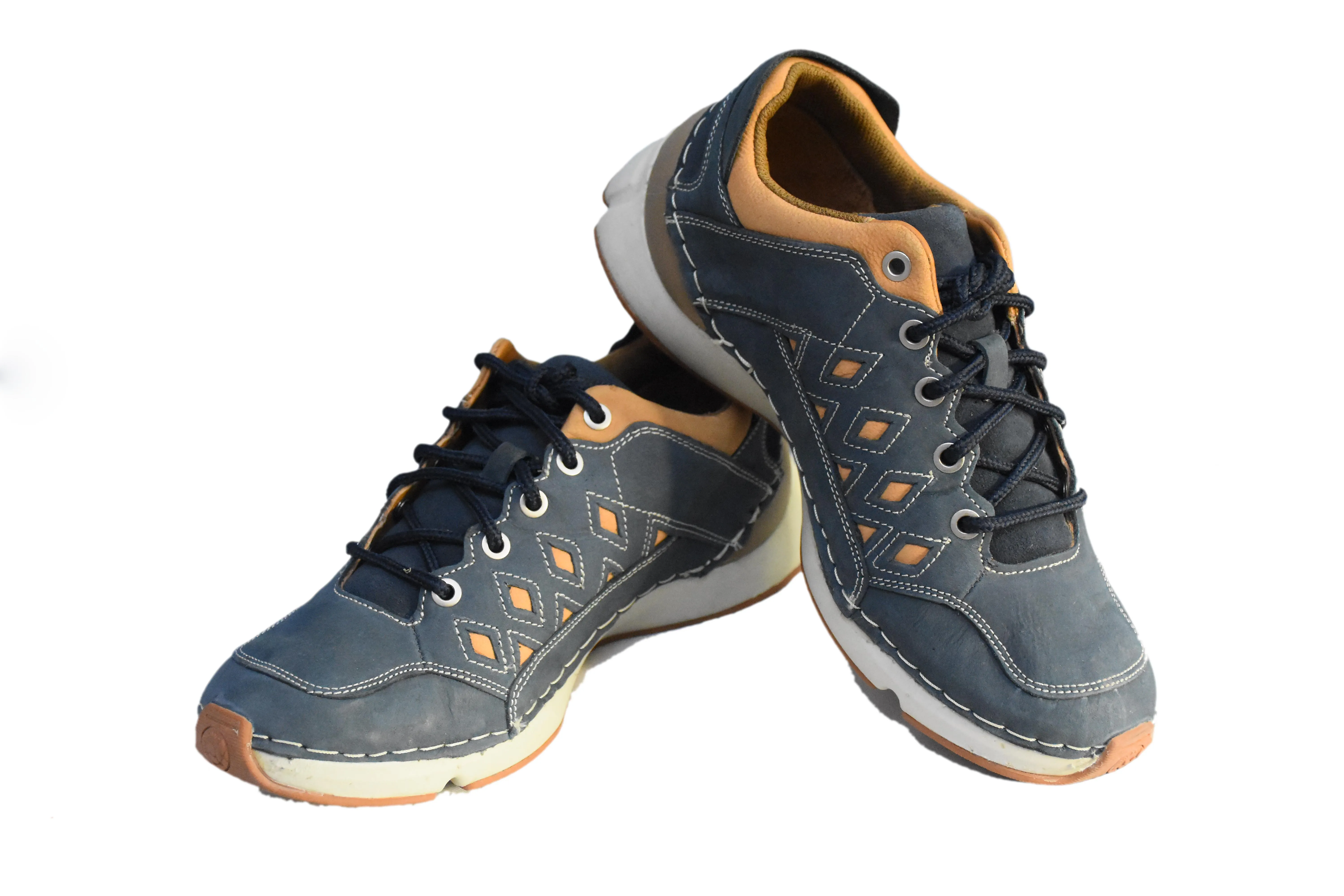 Men Navy Nubuck Casual Lace-Up Shoes - Thumbnail 7