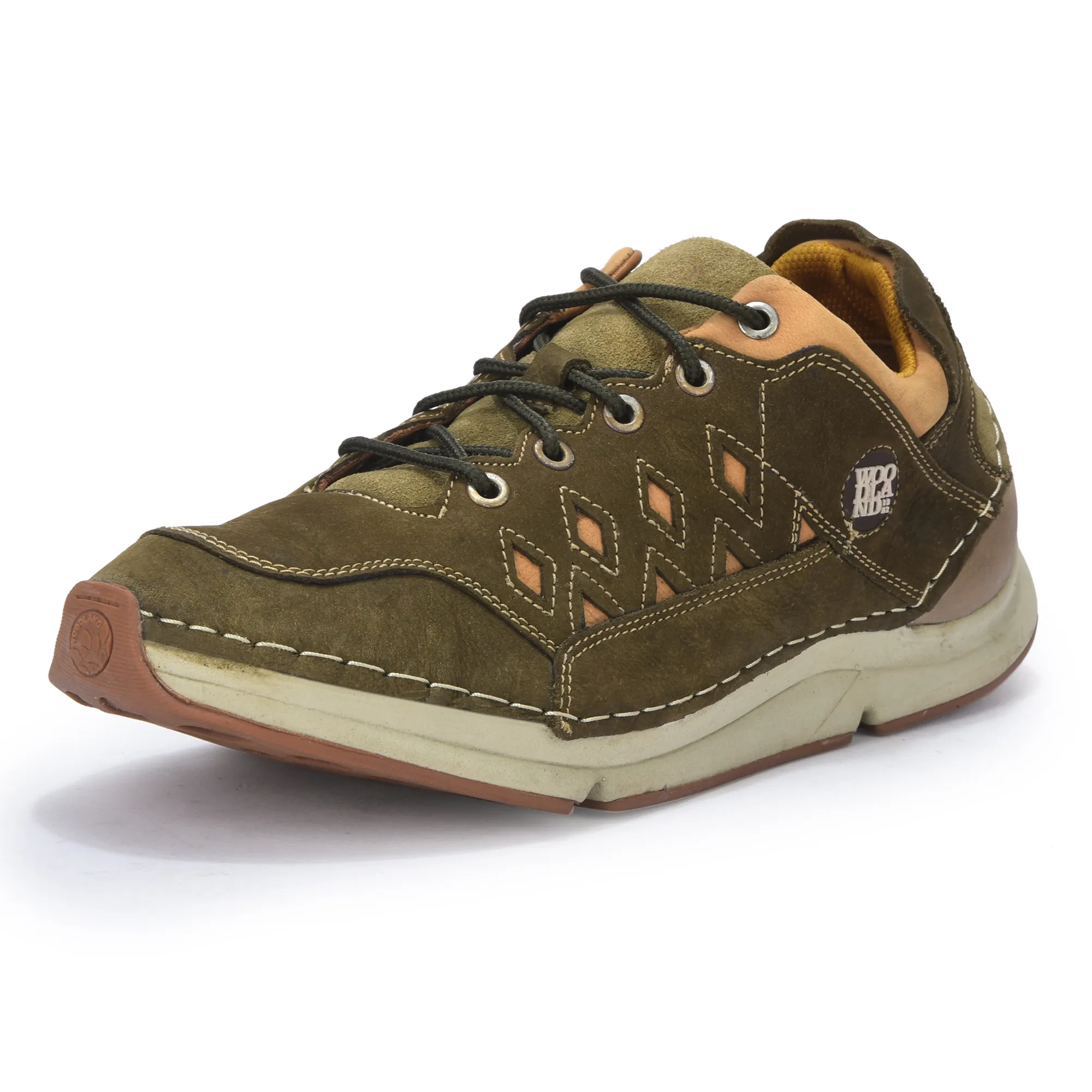 Men Olive Green Nubuck Casual Lace-Up Shoes - Thumbnail 11