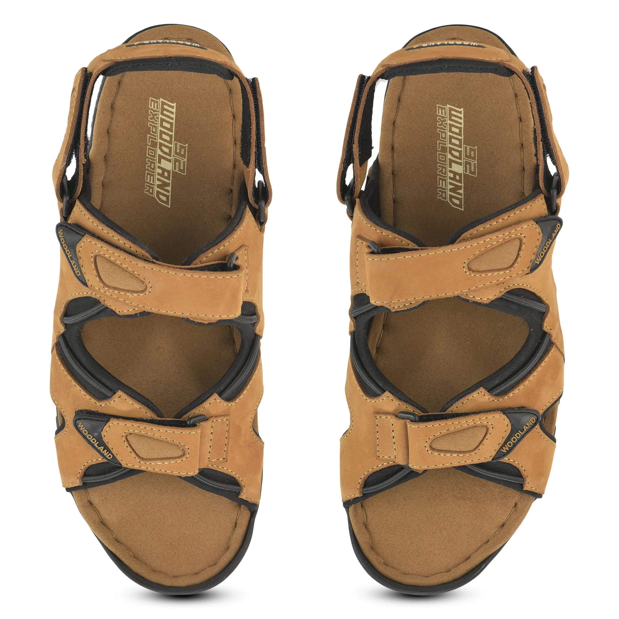 Woodland Nubuk Print Camel Sandals For Men - Thumbnail 6