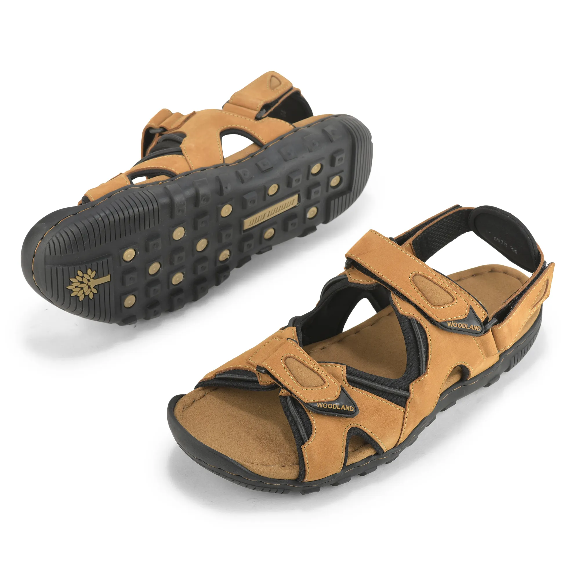 Woodland Nubuk Print Camel Sandals For Men - Thumbnail 7