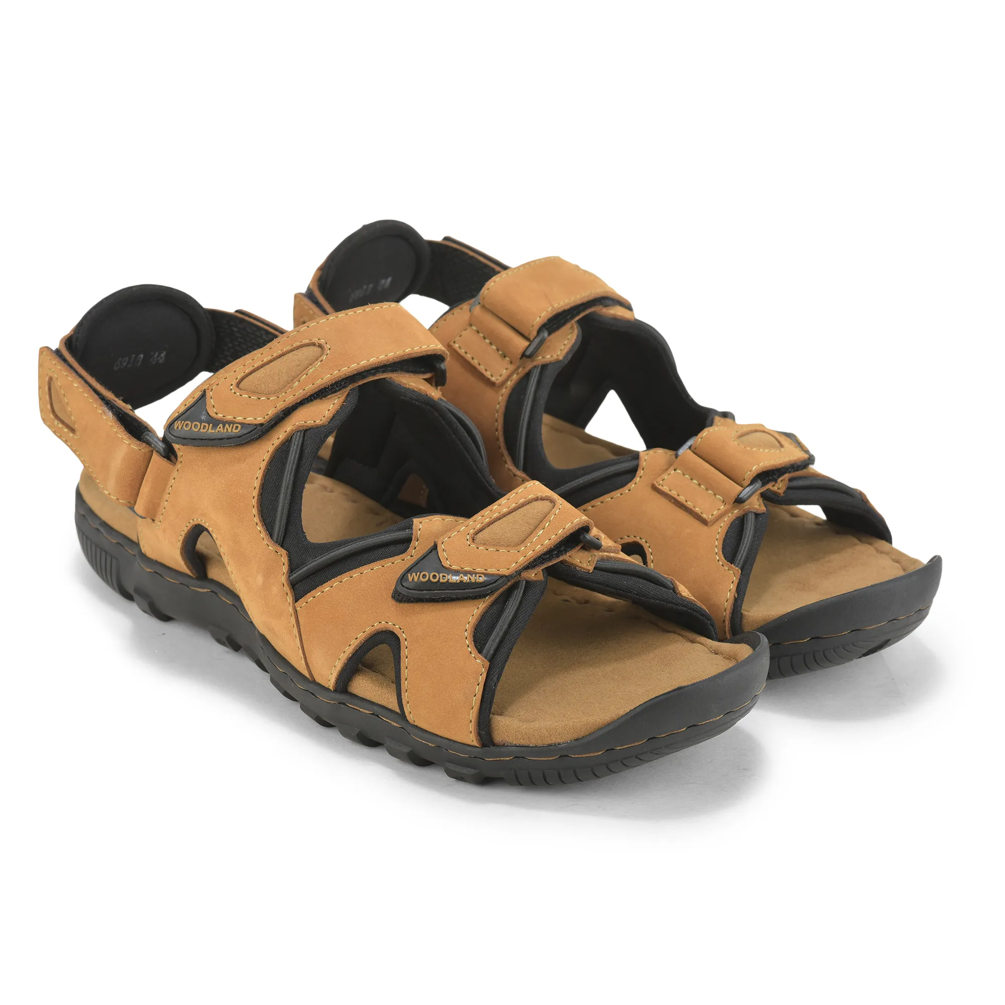 Woodland Nubuk Print Camel Sandals For Men - Thumbnail 9