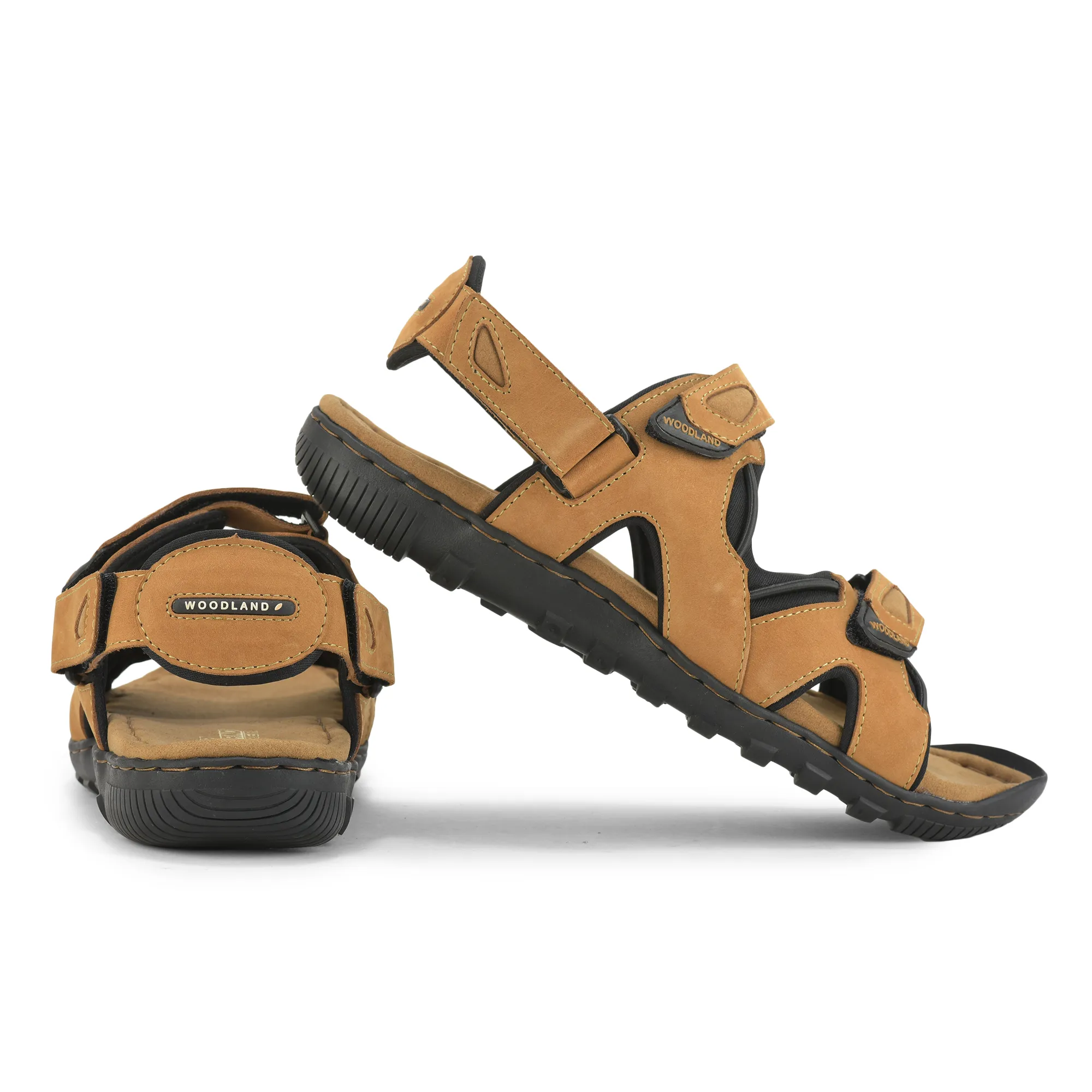 Woodland Nubuk Print Camel Sandals For Men - Thumbnail 11