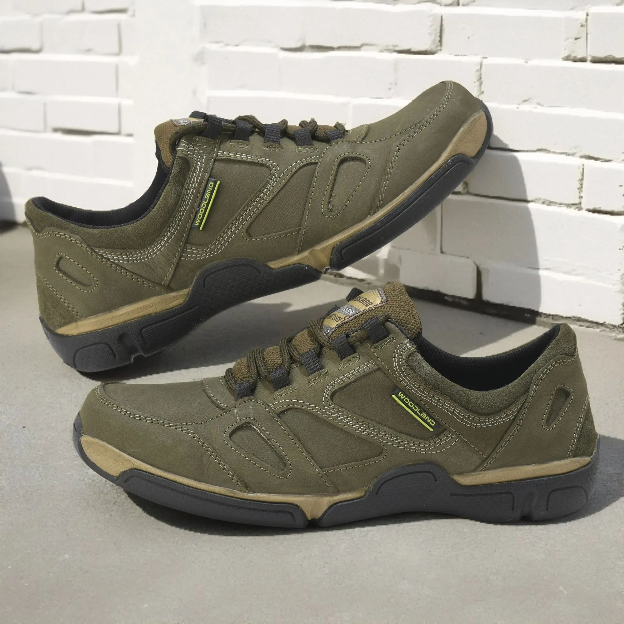 Woodland Olive Green Men Casual Lace-up Shoes - Image 1