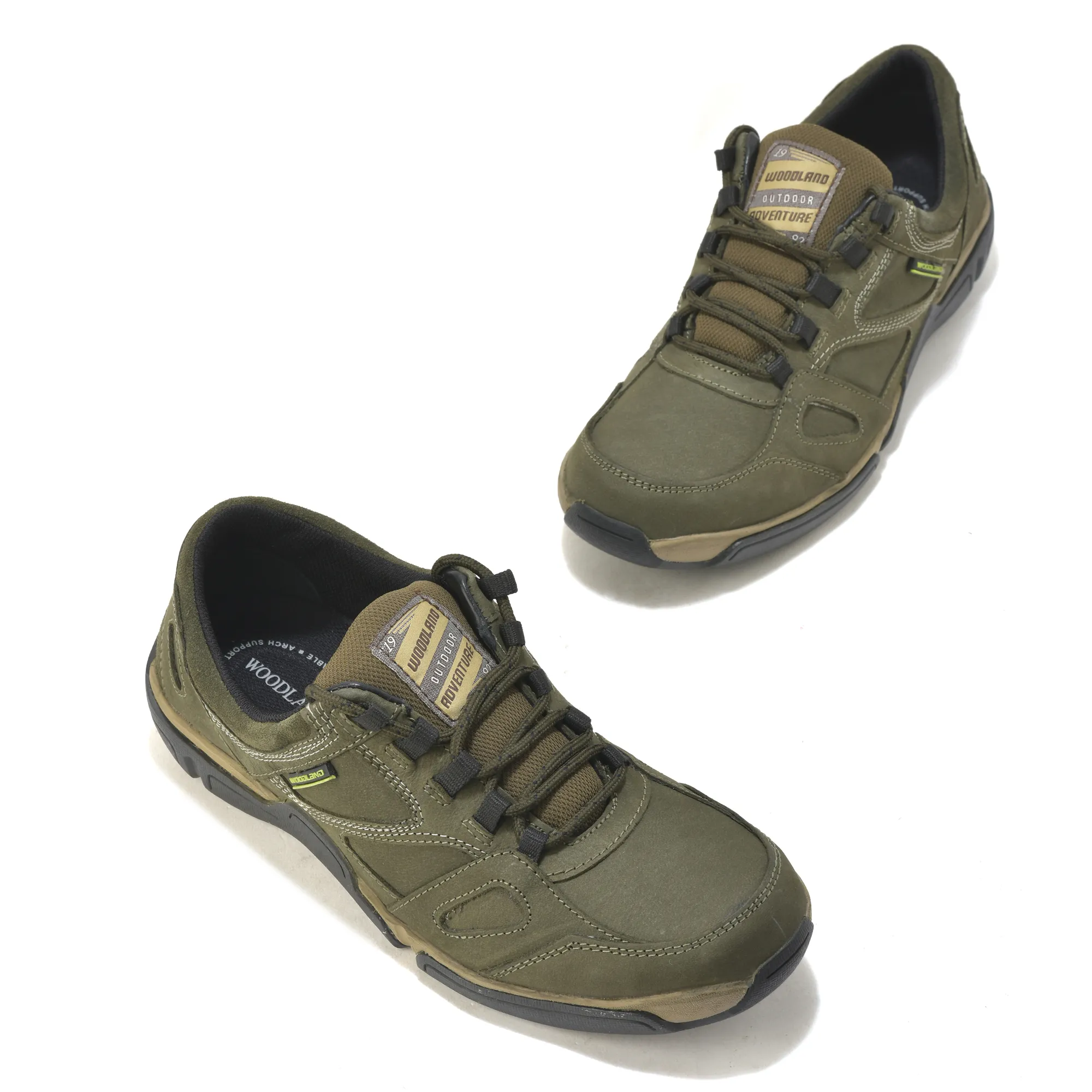 Woodland Olive Green Men Casual Lace-up Shoes - Thumbnail 4