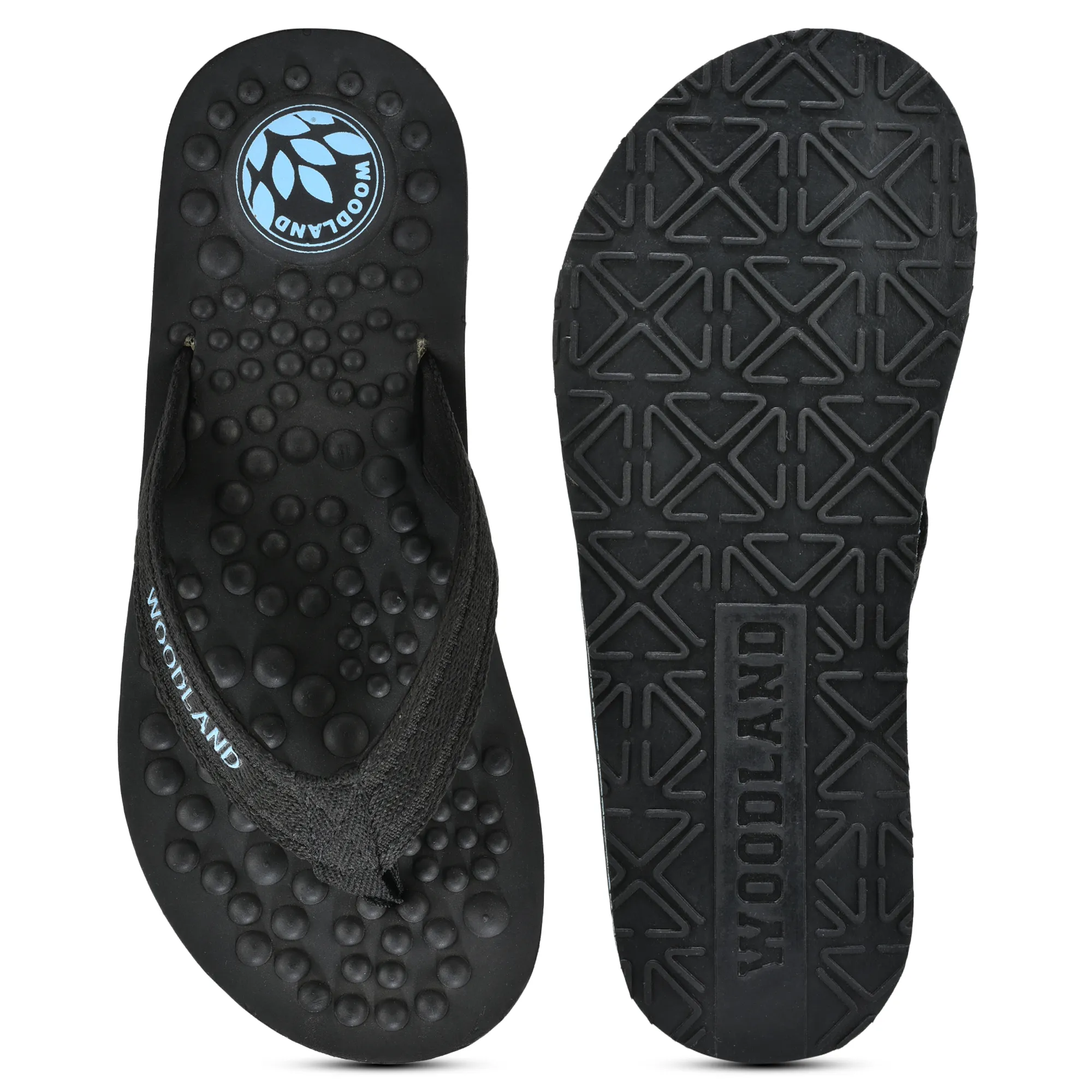 Woodland Men Black Textured EVA Slippers - Thumbnail 8