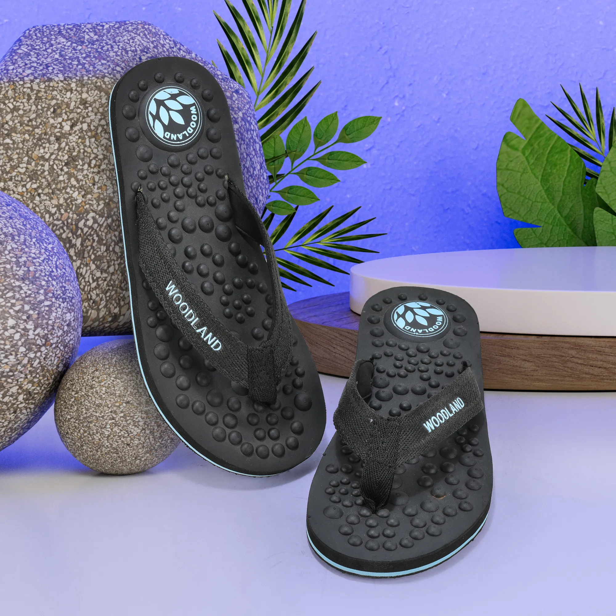 Woodland Men Black Textured EVA Slippers - Thumbnail 9
