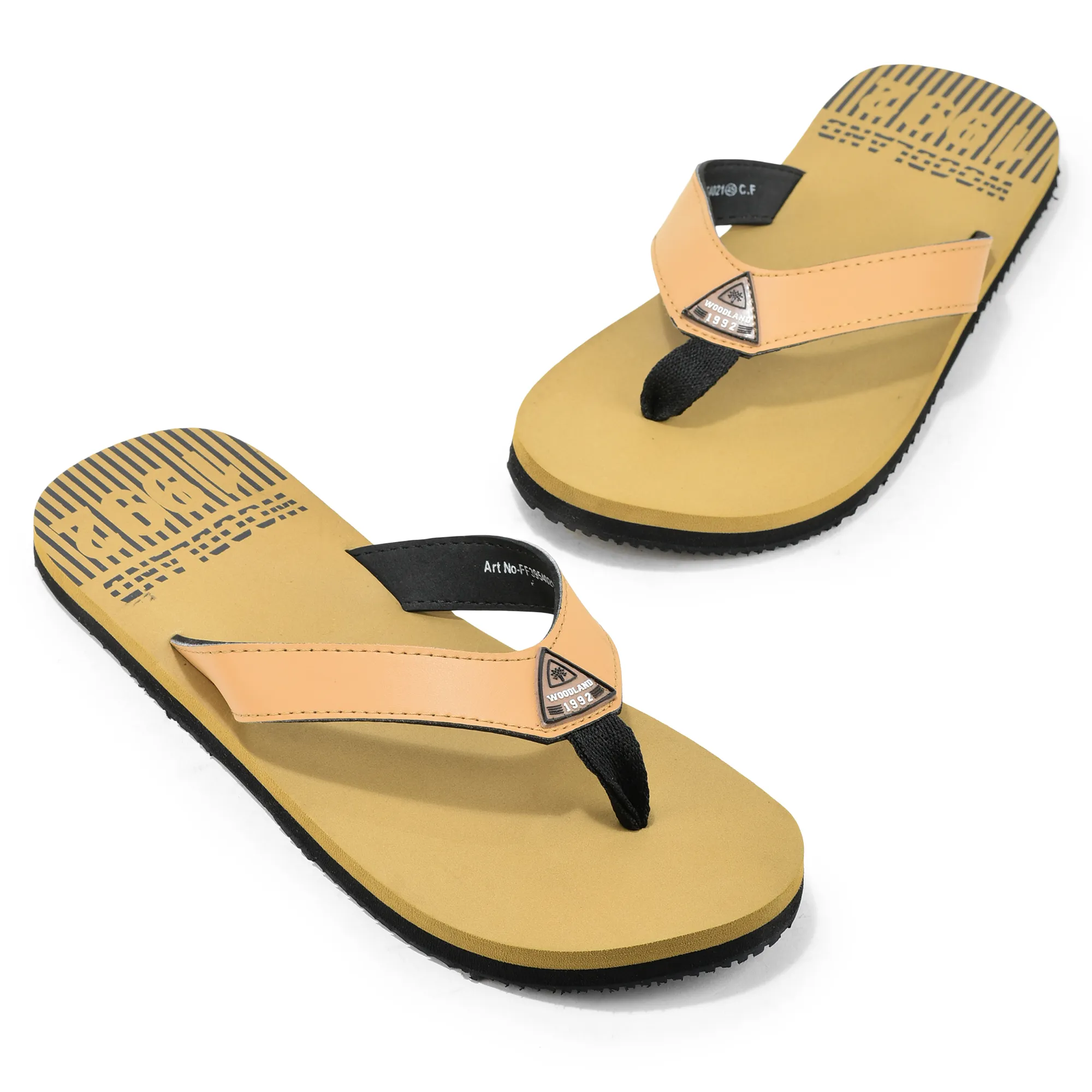 Woodland Lightweight Camel Flip-Flops for Men - Thumbnail 2