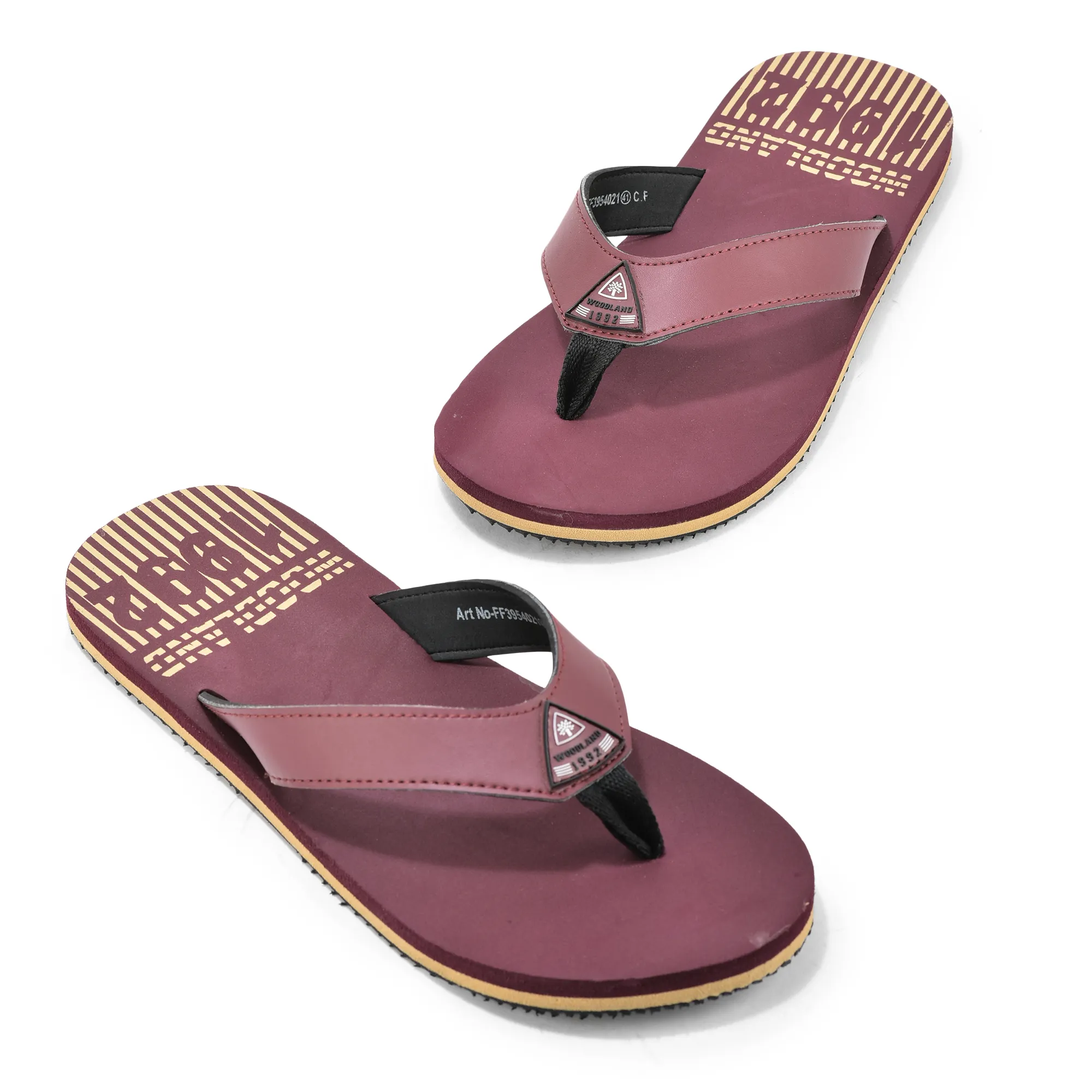 Woodland Lightweight Maroon Flip-Flops for Men - Thumbnail 2