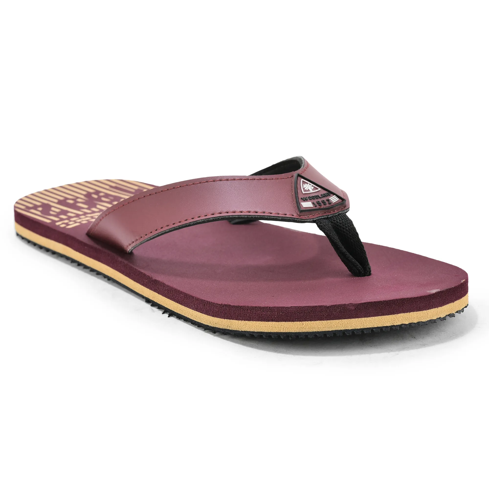 Woodland Lightweight Maroon Flip-Flops for Men - Thumbnail 3